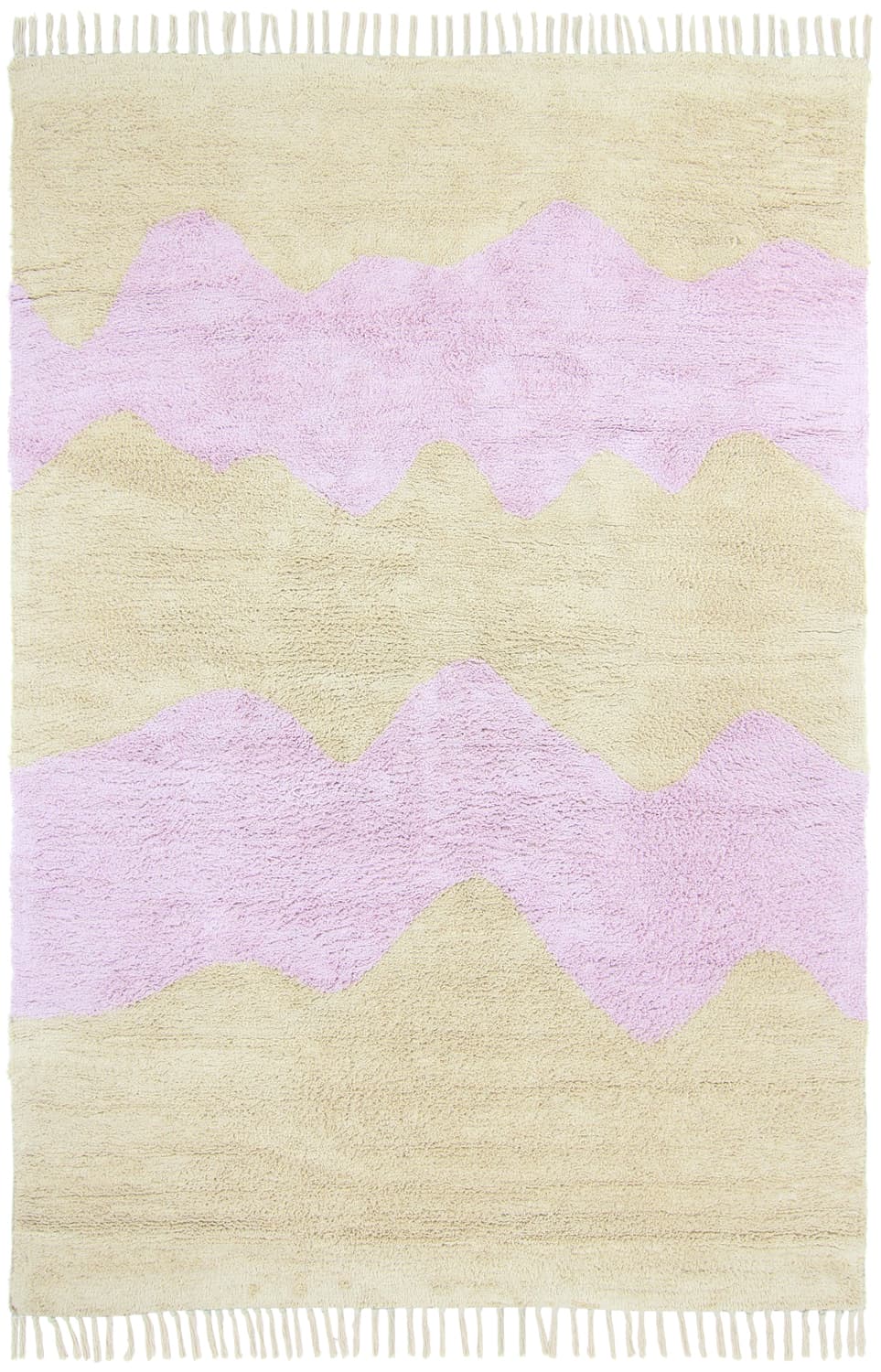 Ryamattor - Amira Natural Cotton Shaggy (beige/lila) (Storlek: 80 x 150 cm)