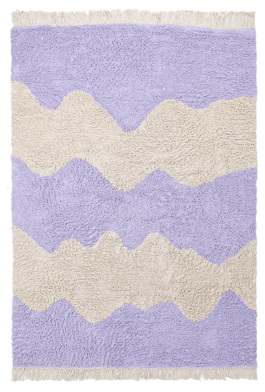 Ryamattor - Amira Natural Cotton Shaggy (lila/beige) (Storlek: 80 x 150 cm)
