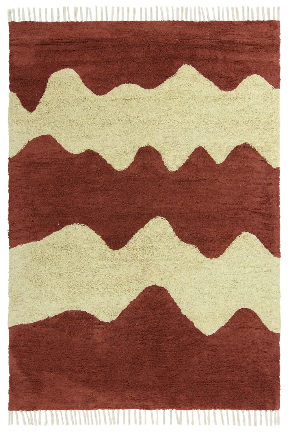 Ryamattor - Amira Natural Cotton Shaggy (röd/beige) (Storlek: 80 x 150 cm)