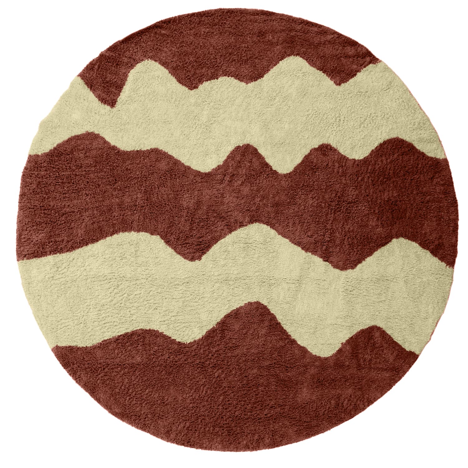 Rund matta - Amira Natural Cotton Shaggy (röd/beige) (Storlek: Ø 200 cm)