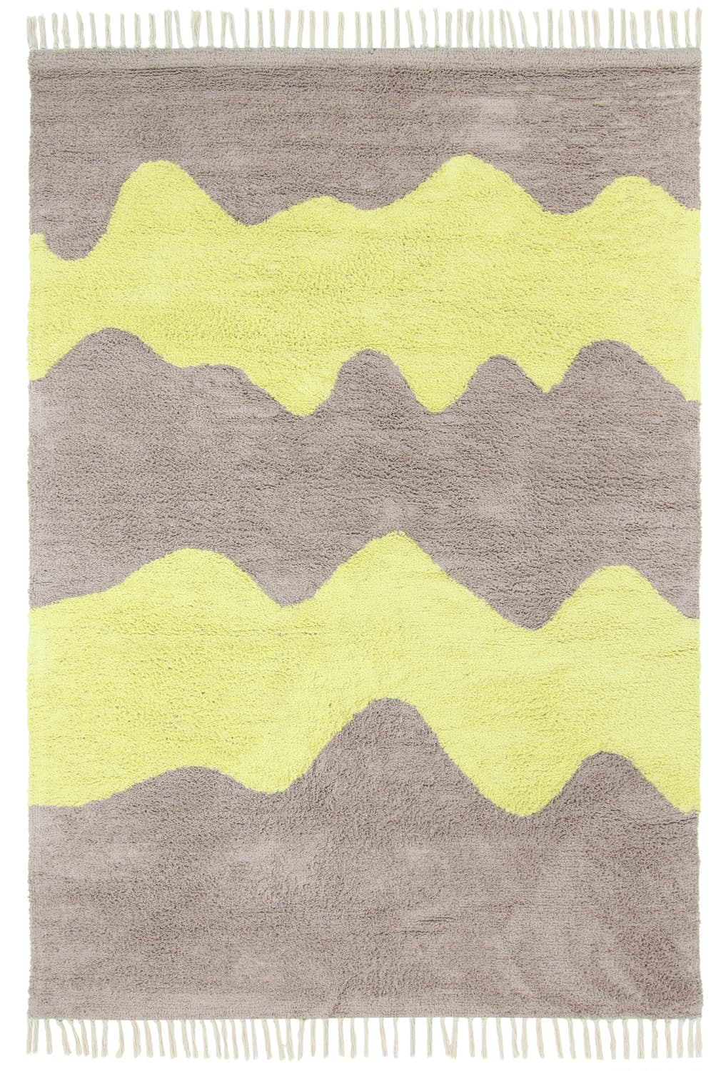 Ryamattor - Amira Natural Cotton Shaggy (taupe/gul) (Storlek: 160 x 230 cm)