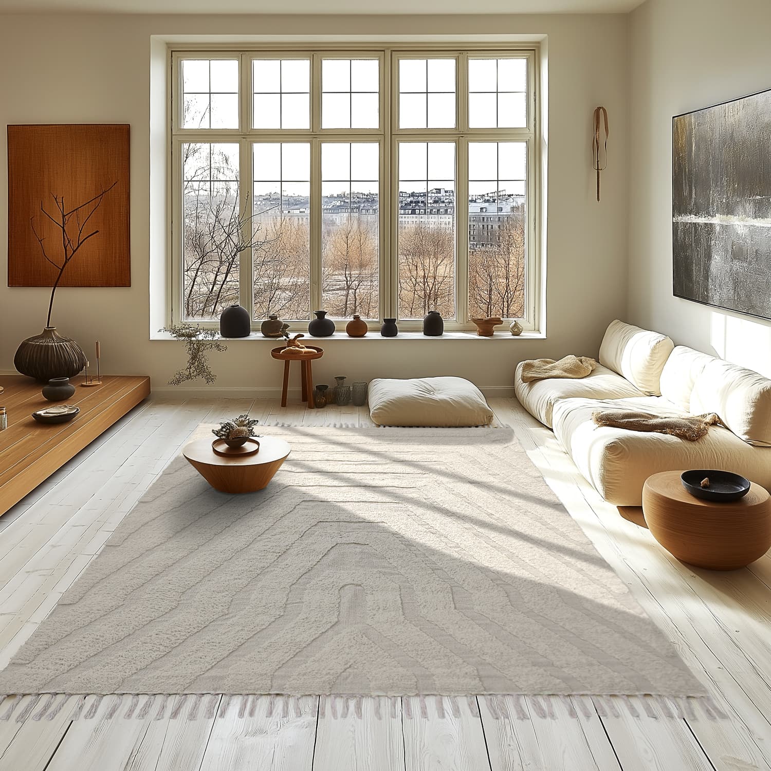 Ryamattor - Callista Natural Cotton Shaggy (beige) (Storlek: 160 x 230 cm)