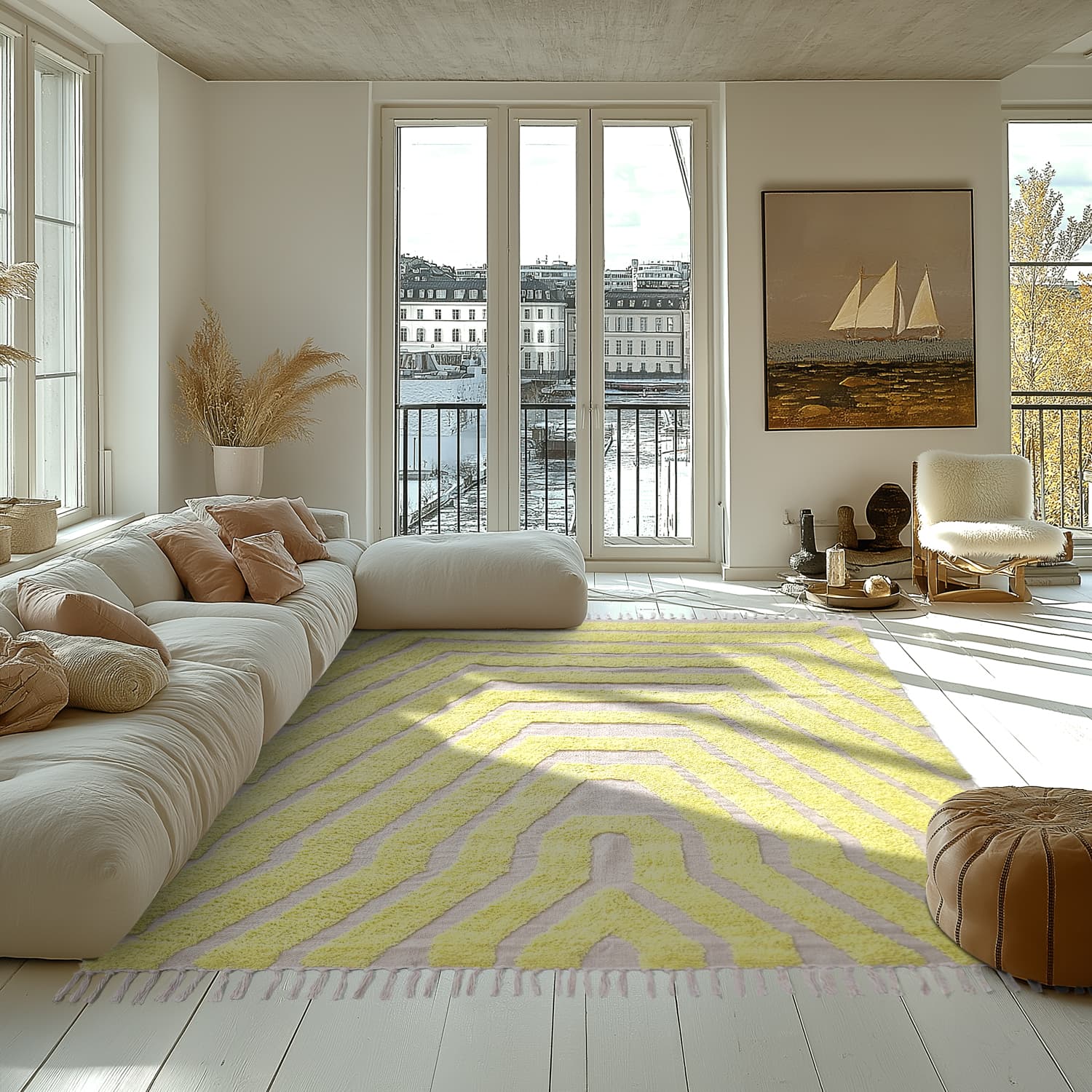 Ryamattor - Callista Natural Cotton Shaggy (gul) (Storlek: 160 x 230 cm)