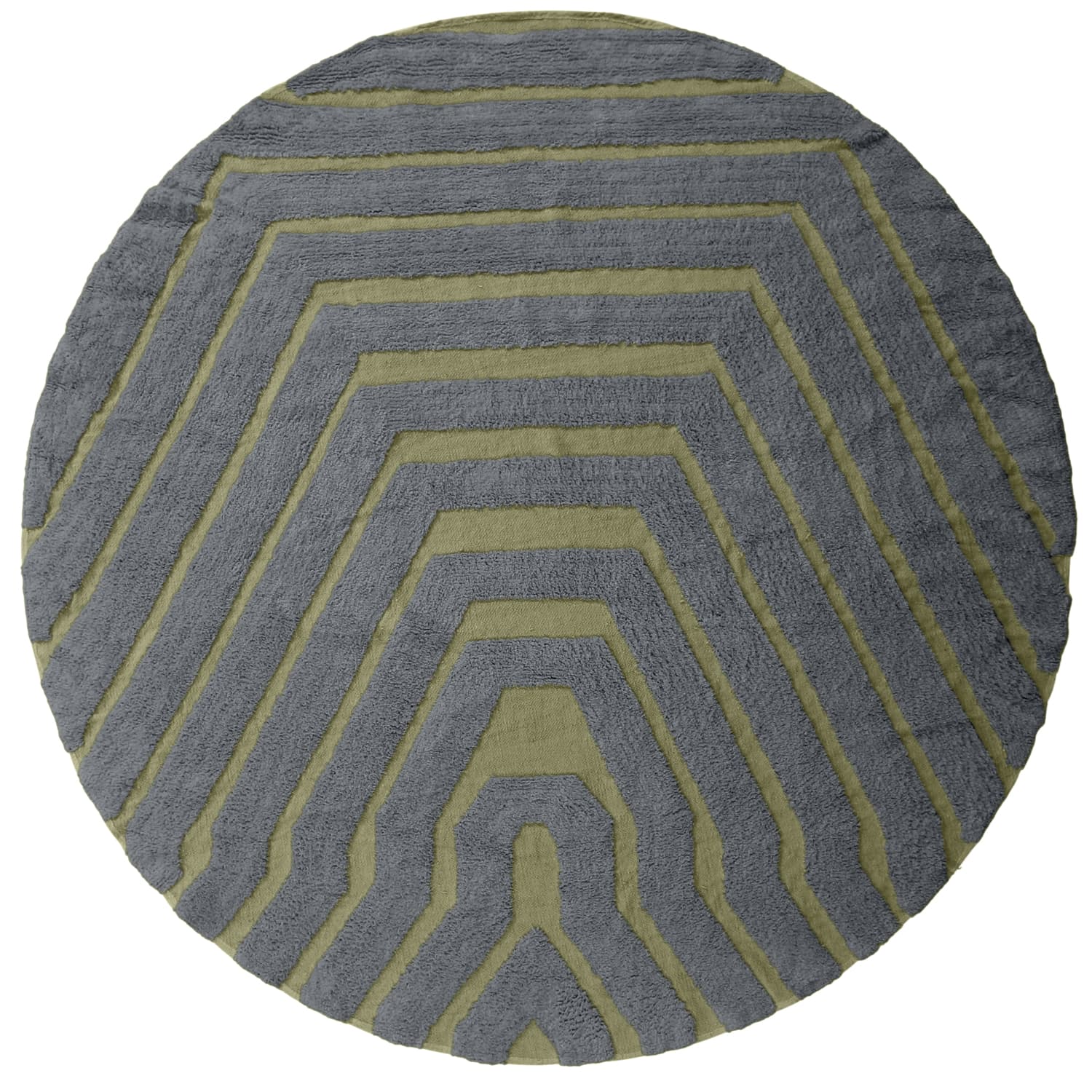 Rund matta - Callista Natural Cotton Shaggy (svart/grön) (Storlek: Ø 240 cm)