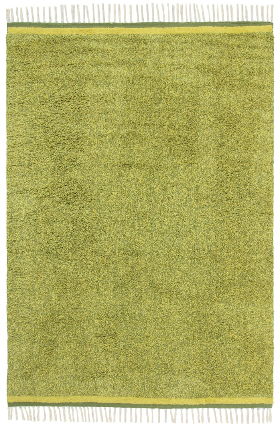 Ryamattor - Celina Natural Cotton Shaggy (grön/gul) (Storlek: 80 x 150 cm)