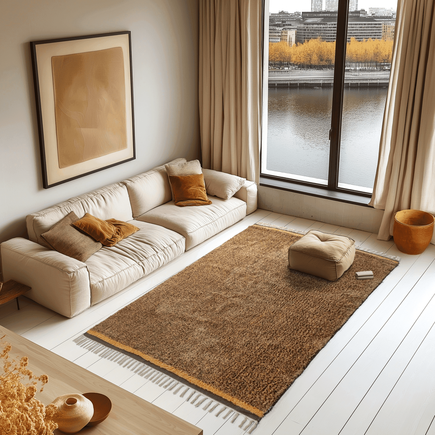 Ryamattor - Celina Natural Cotton Shaggy (brun/orange) (Storlek: 240 x 340 cm)