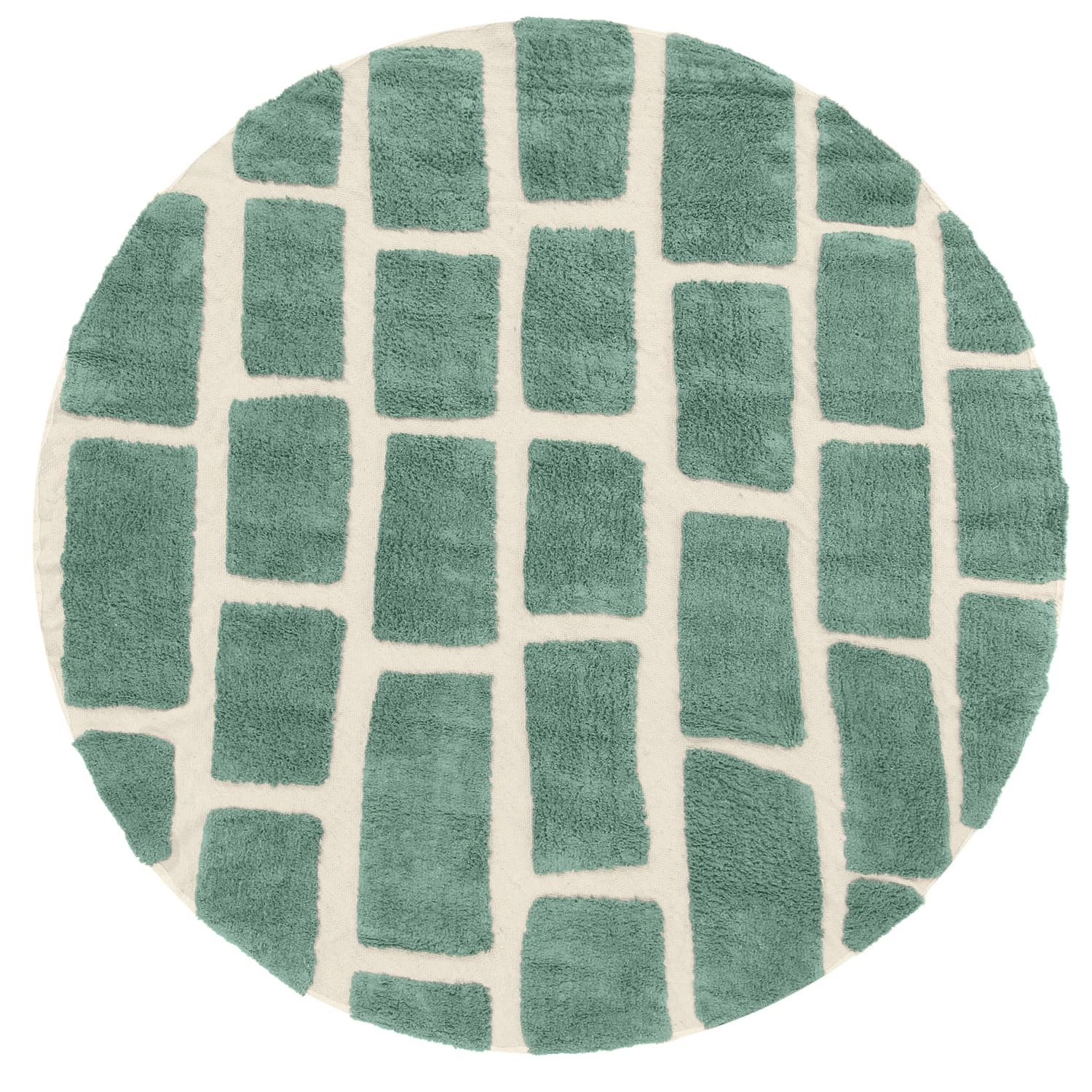 Rund matta - Cyrus Natural Cotton Shaggy (grön) (Storlek: Ø 200 cm)
