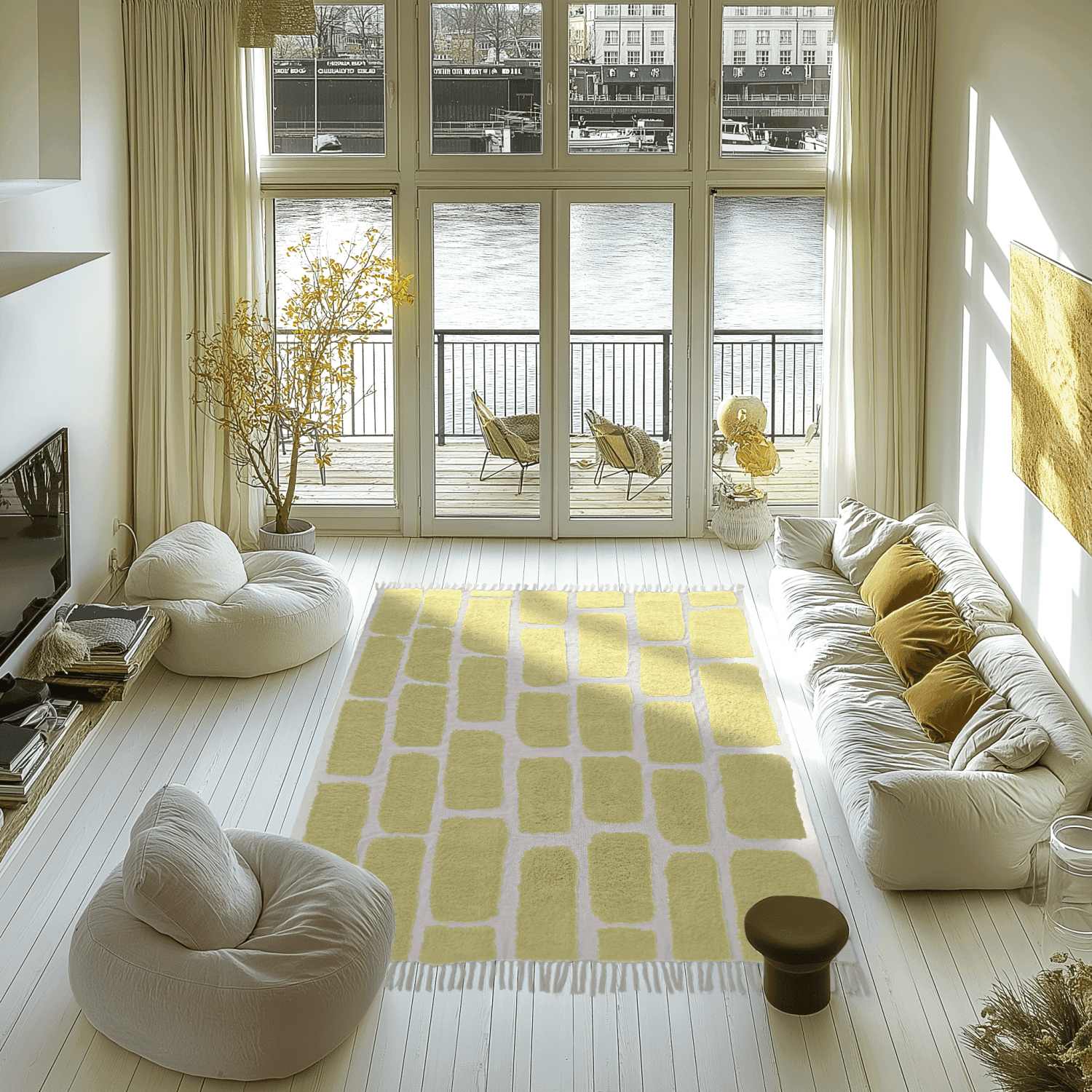Ryamattor - Cyrus Natural Cotton Shaggy (gul) (Storlek: 80 x 150 cm)