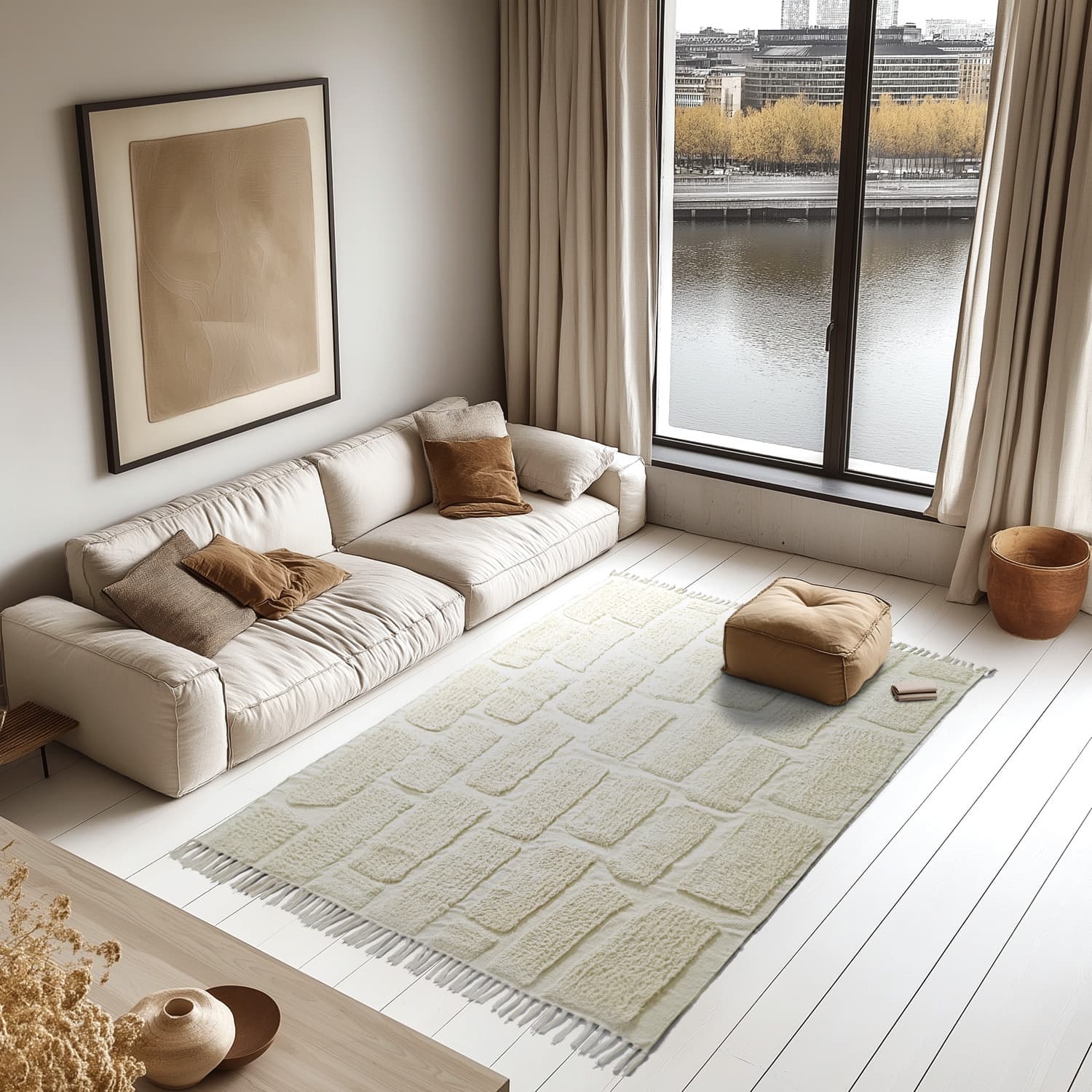 Ryamattor - Cyrus Natural Cotton Shaggy (offwhite) (Storlek: 80 x 150 cm)