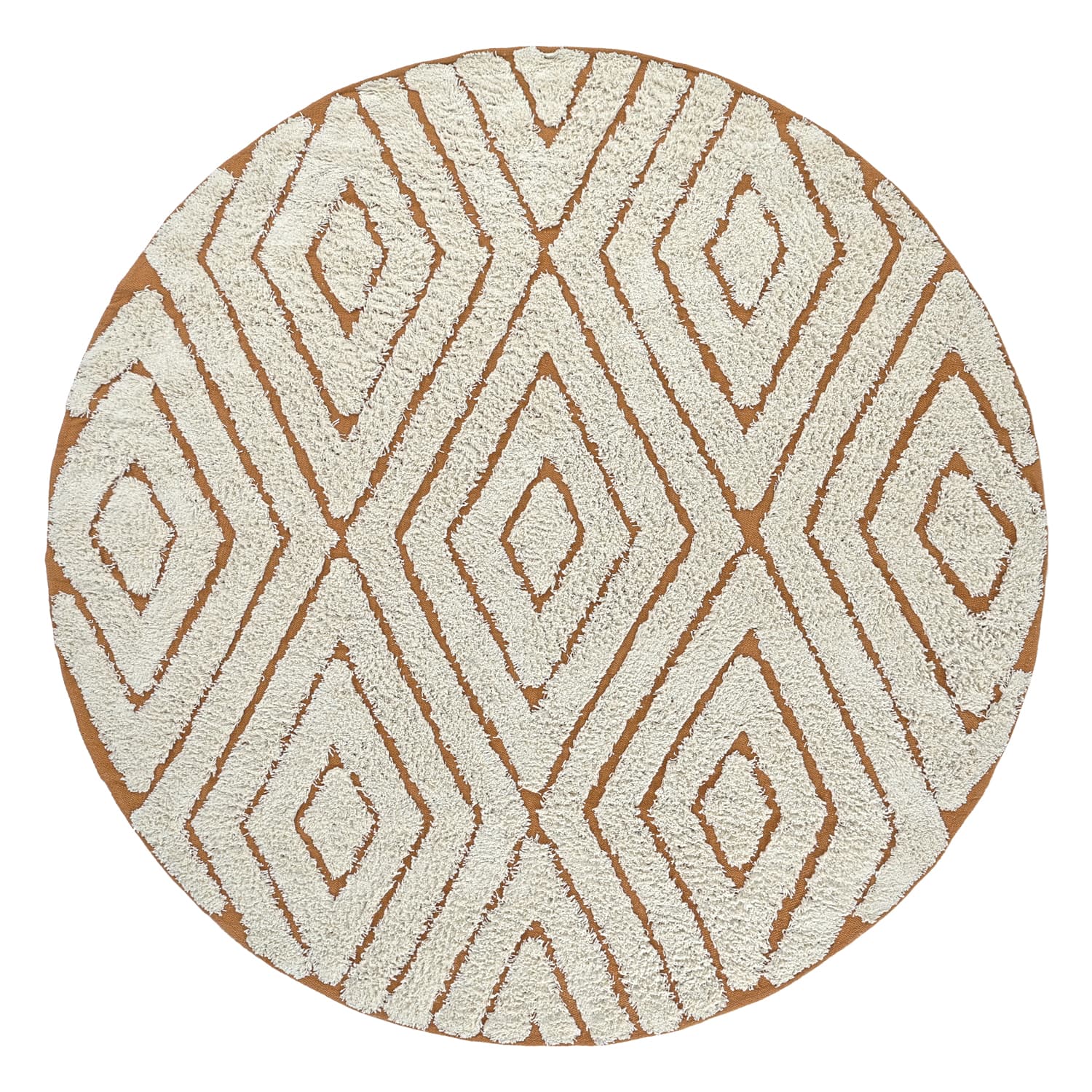 Rund matta - Holwell Natural Cotton Shaggy (offwhite/brun) (Storlek: Ø 200 cm)