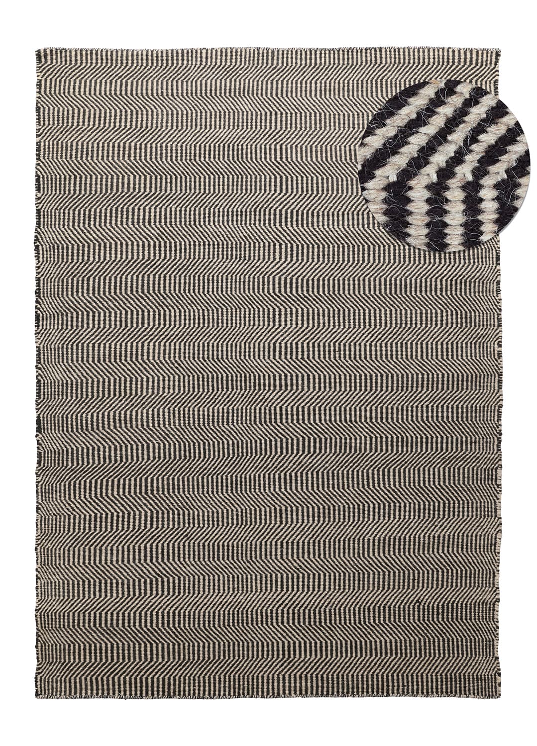 Ullmatta - Larkana (beige/svart) (Storlek: 140 x 200 cm)