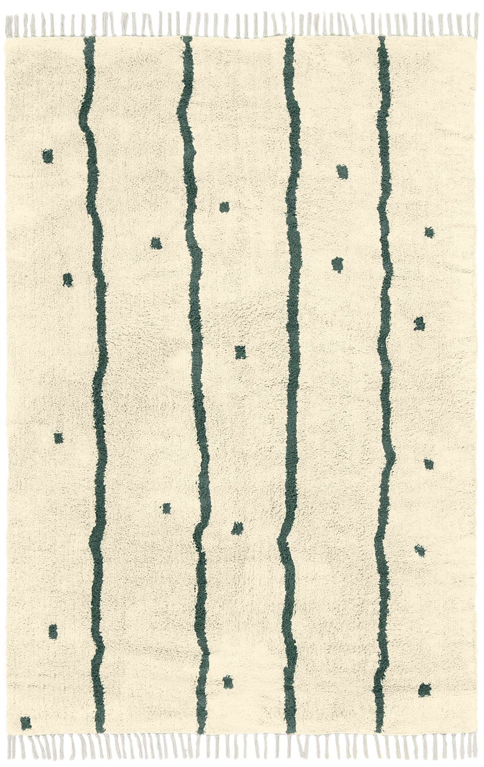 Ryamattor - Leora Natural Cotton Shaggy (beige/grön) (Storlek: 80 x 150 cm)