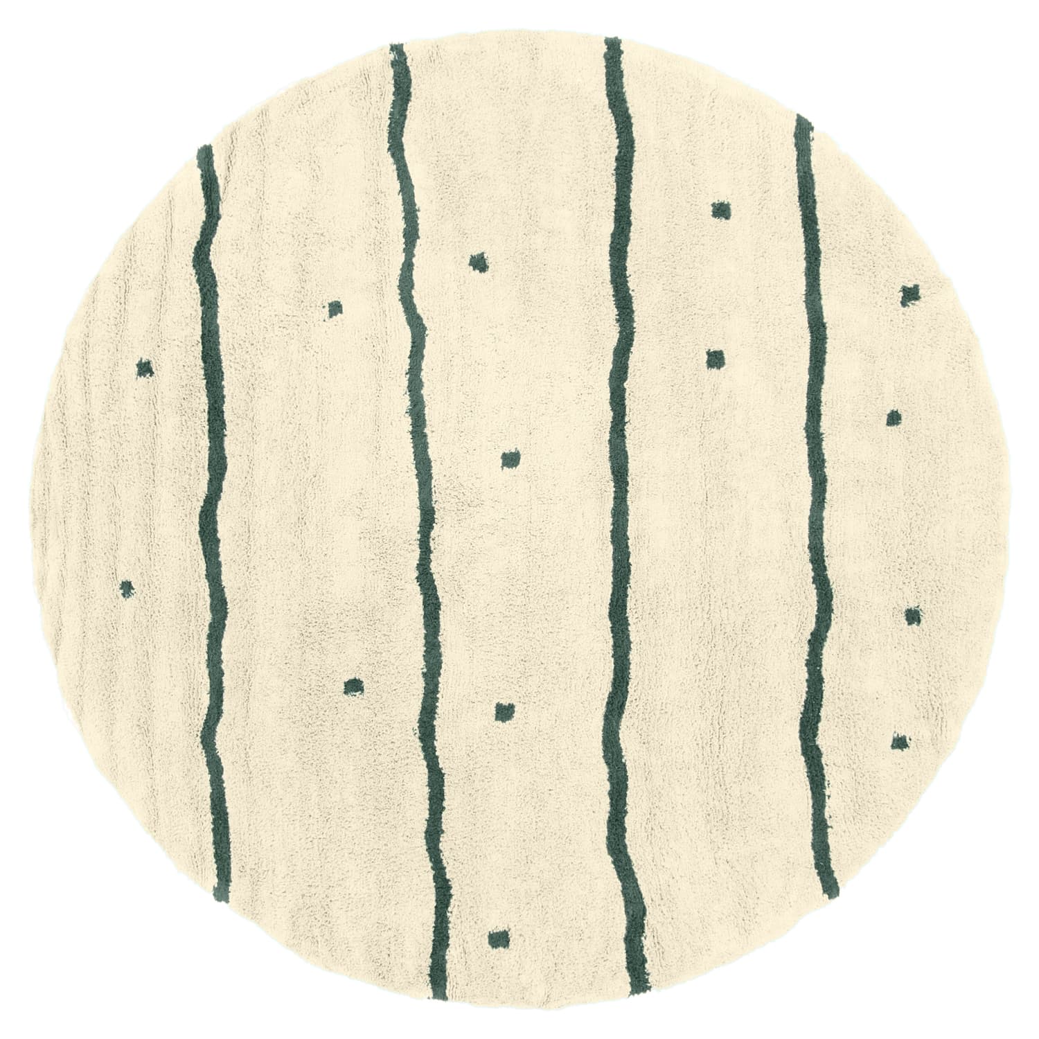 Rund matta - Leora Natural Cotton Shaggy (beige/grön) (Storlek: Ø 240 cm)