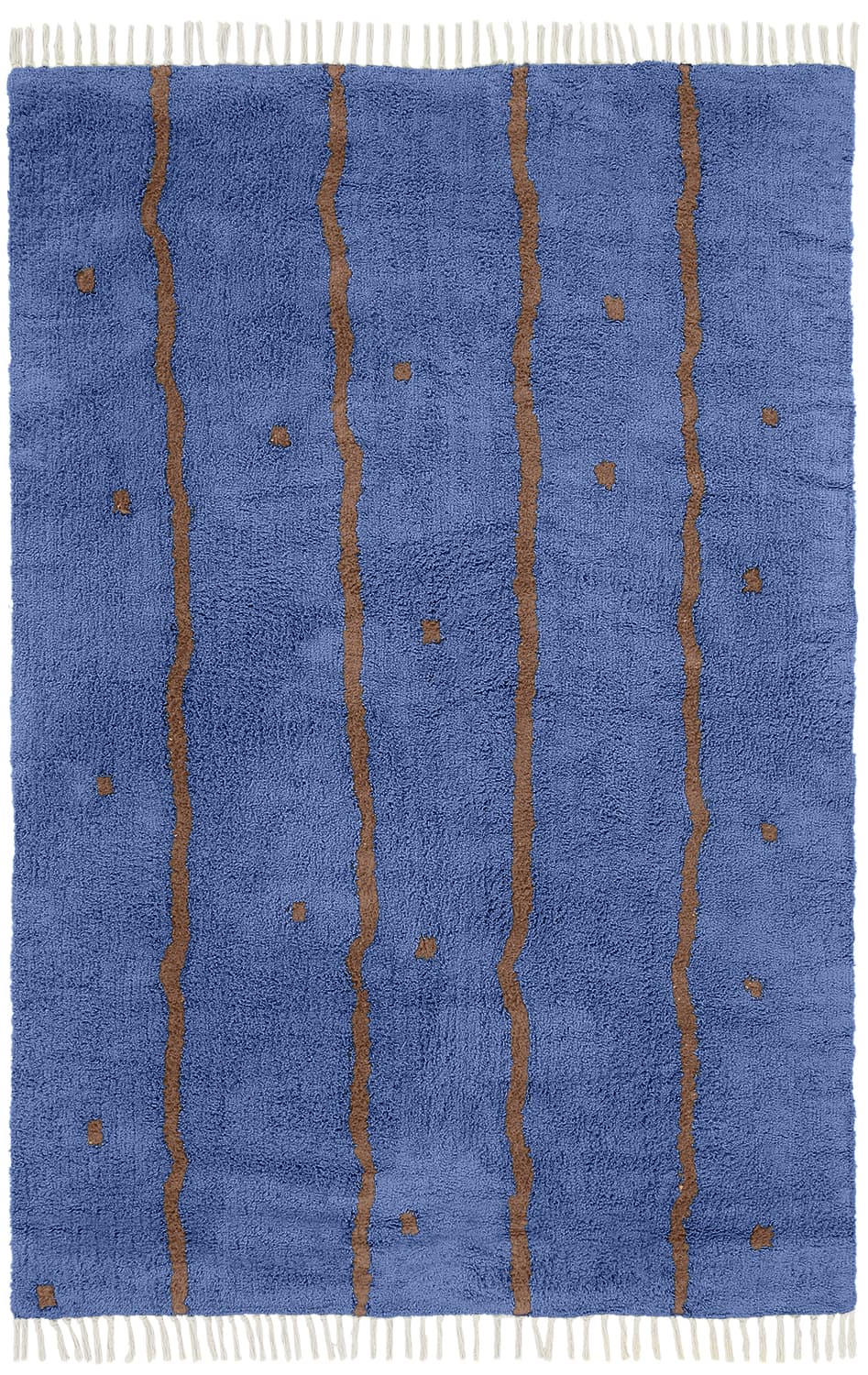 Ryamattor - Leora Natural Cotton Shaggy (blå/brun) (Storlek: 80 x 150 cm)