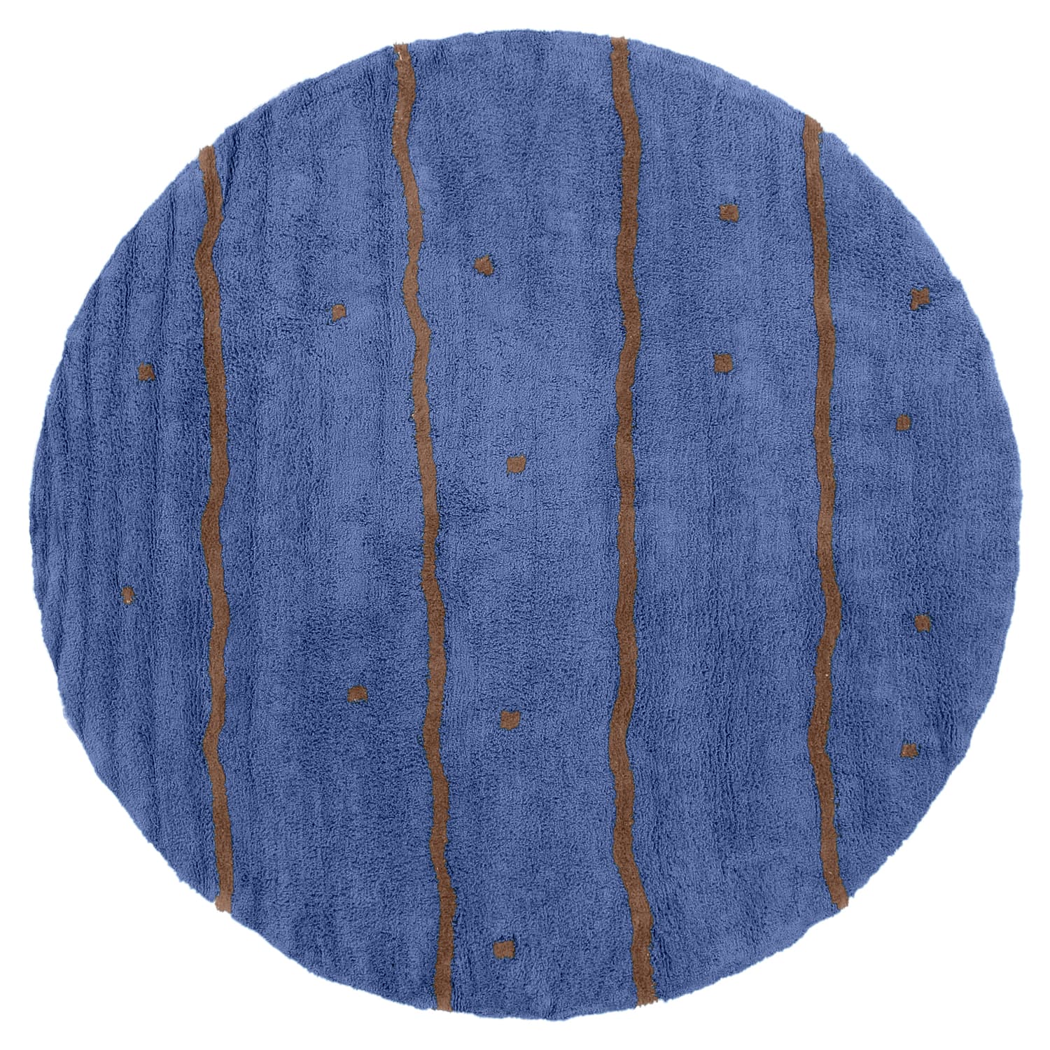 Rund matta - Leora Natural Cotton Shaggy (blå/brun) (Storlek: Ø 200 cm)