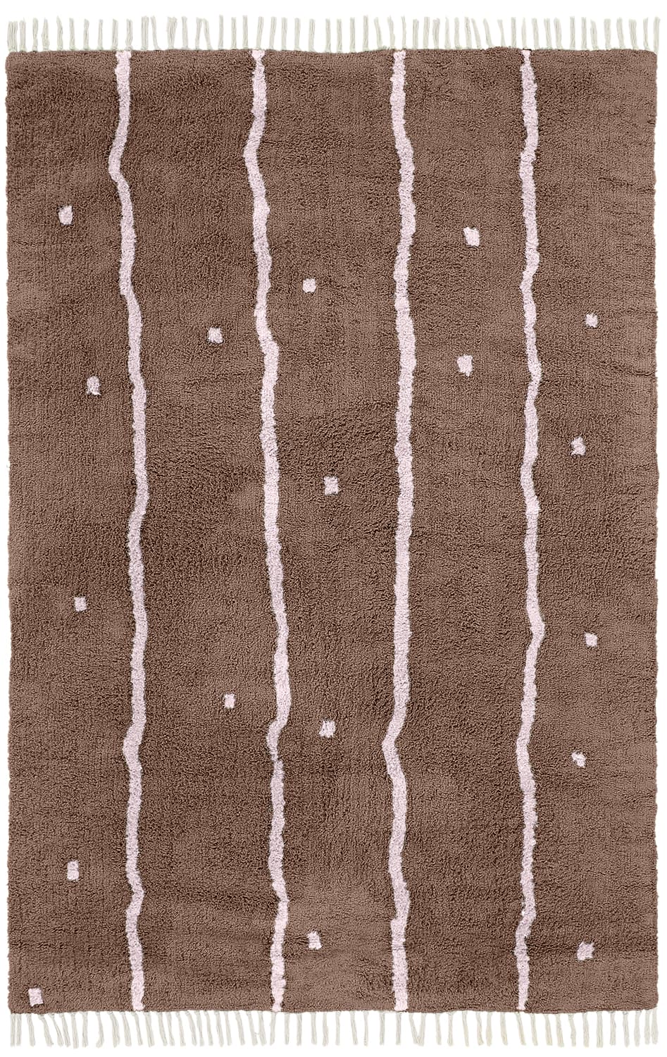Ryamattor - Leora Natural Cotton Shaggy (brun/lila) (Storlek: 80 x 150 cm)