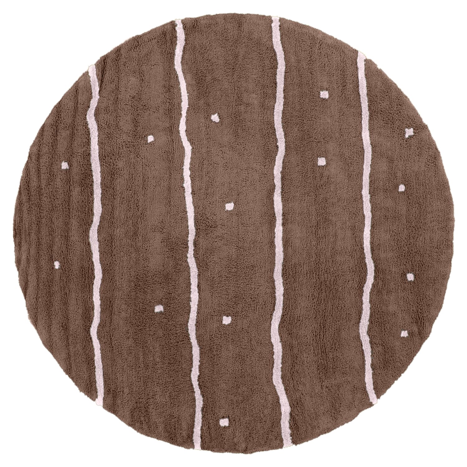Rund matta - Leora Natural Cotton Shaggy (brun/lila) (Storlek: Ø 200 cm)