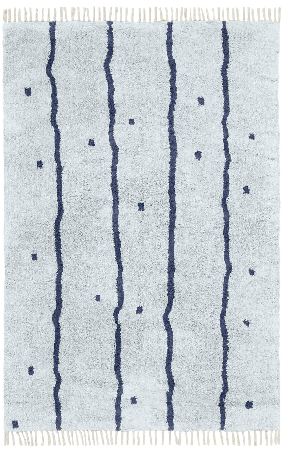 Ryamattor - Leora Natural Cotton Shaggy (grå/blå) (Storlek: 200 x 290 cm)