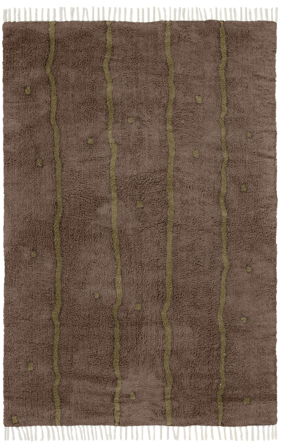 Ryamattor - Leora Natural Cotton Shaggy (brun/oliv) (Storlek: 80 x 150 cm)
