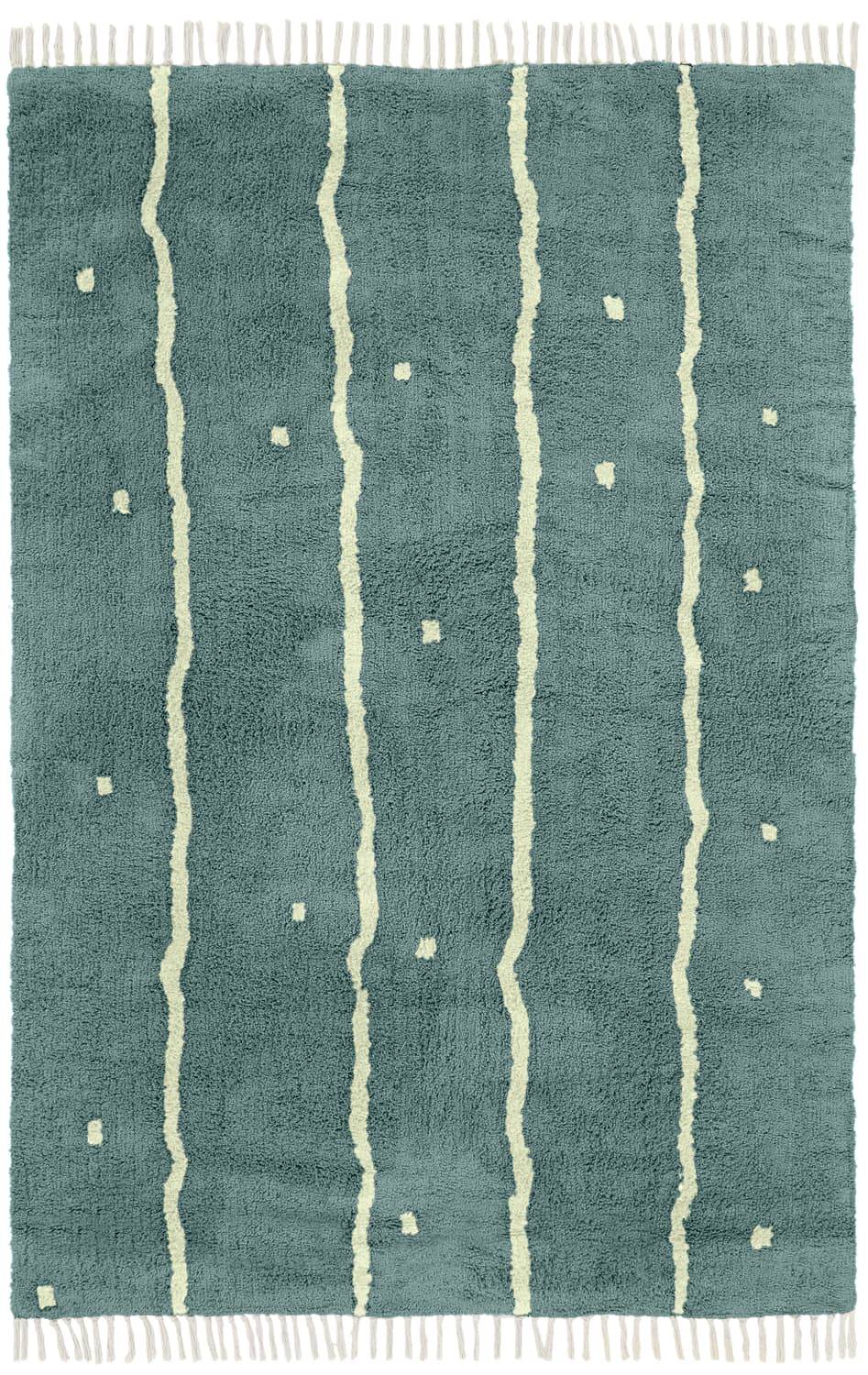 Ryamattor - Leora Natural Cotton Shaggy (grön) (Storlek: 80 x 150 cm)