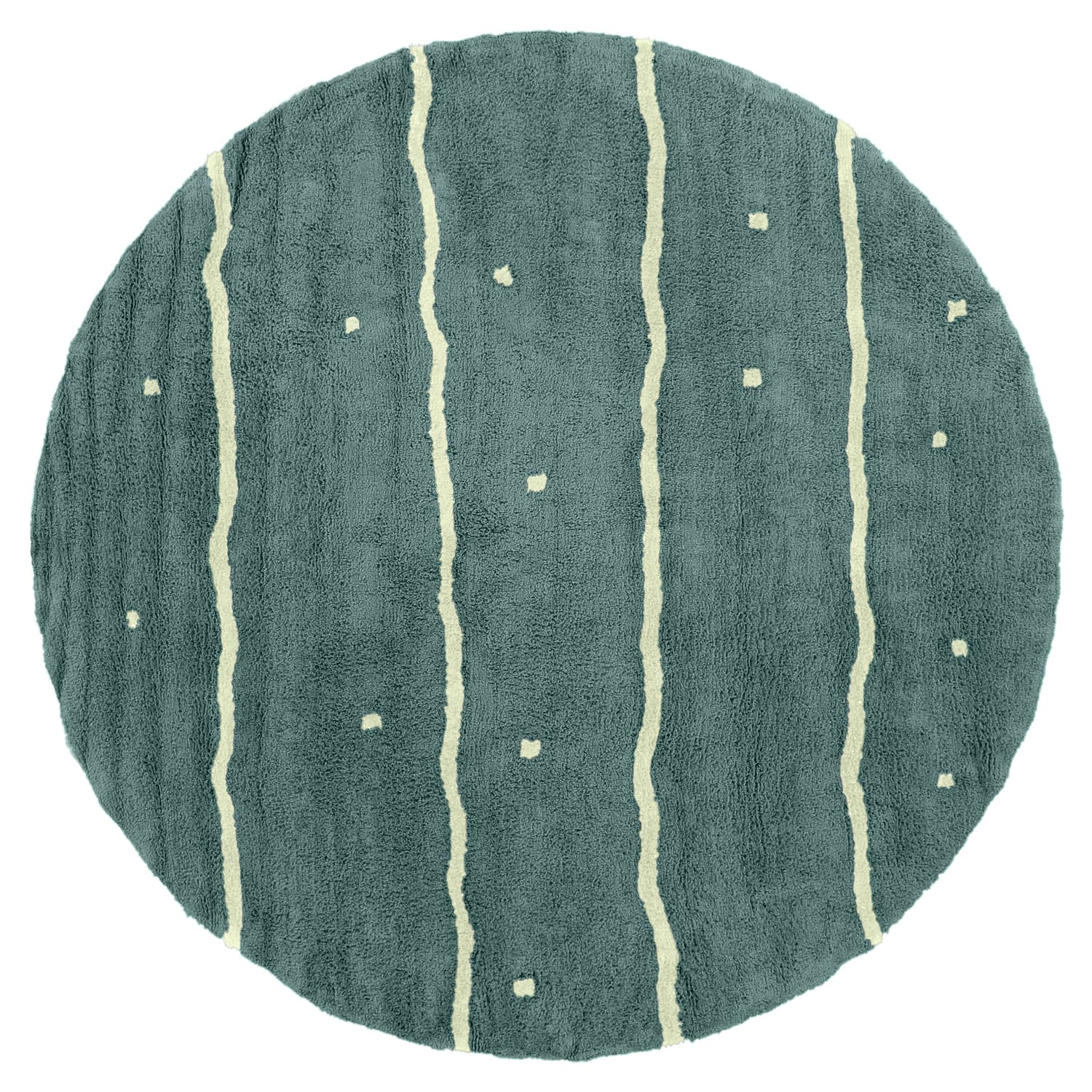 Rund matta - Leora Natural Cotton Shaggy (grön) (Storlek: Ø 200 cm)
