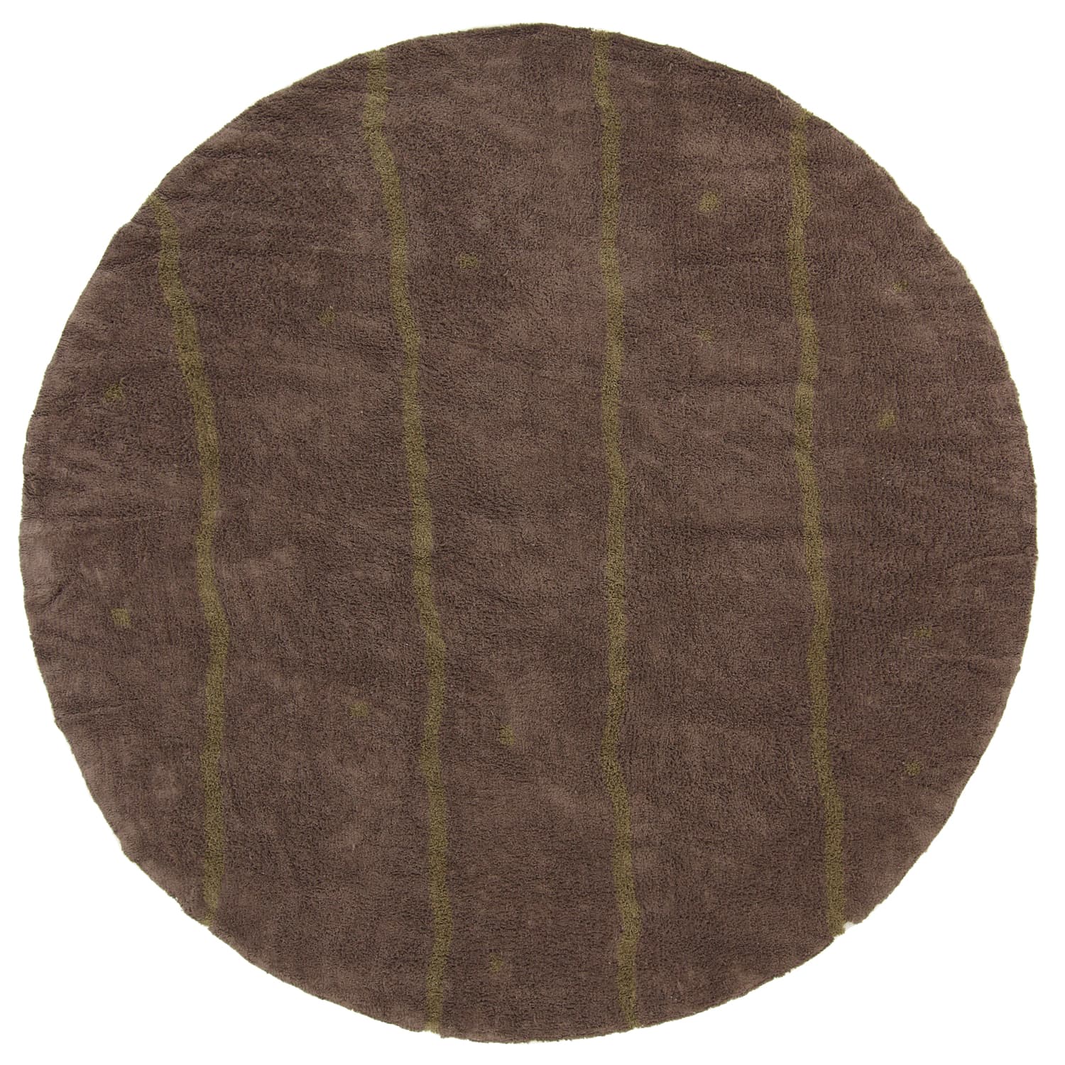 Rund matta - Leora Natural Cotton Shaggy (brun/oliv) (Storlek: Ø 200 cm)