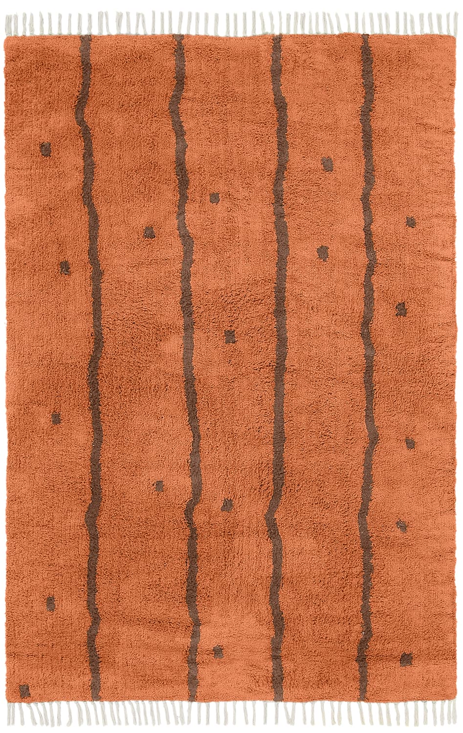 Ryamattor - Leora Natural Cotton Shaggy (orange/brun) (Storlek: 80 x 150 cm)