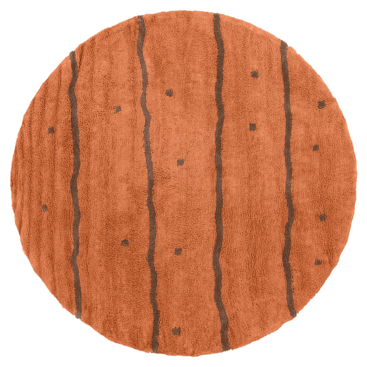 Rund matta - Leora Natural Cotton Shaggy (orange/brun) (Storlek: Ø 200 cm)
