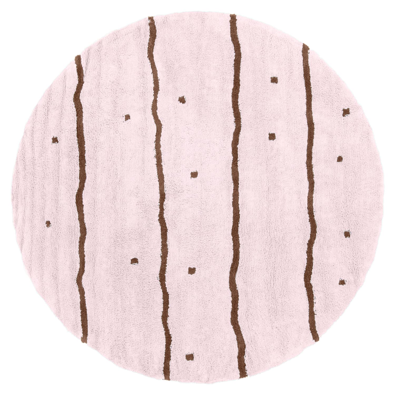 Rund matta - Leora Natural Cotton Shaggy (rosa/brun) (Storlek: Ø 200 cm)
