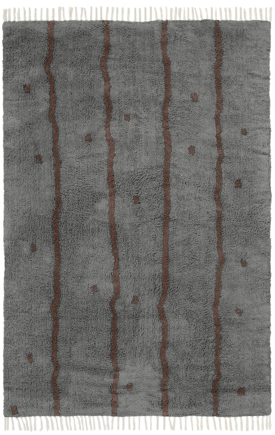 Ryamattor - Leora Natural Cotton Shaggy (svart/brun) (Storlek: 80 x 150 cm)