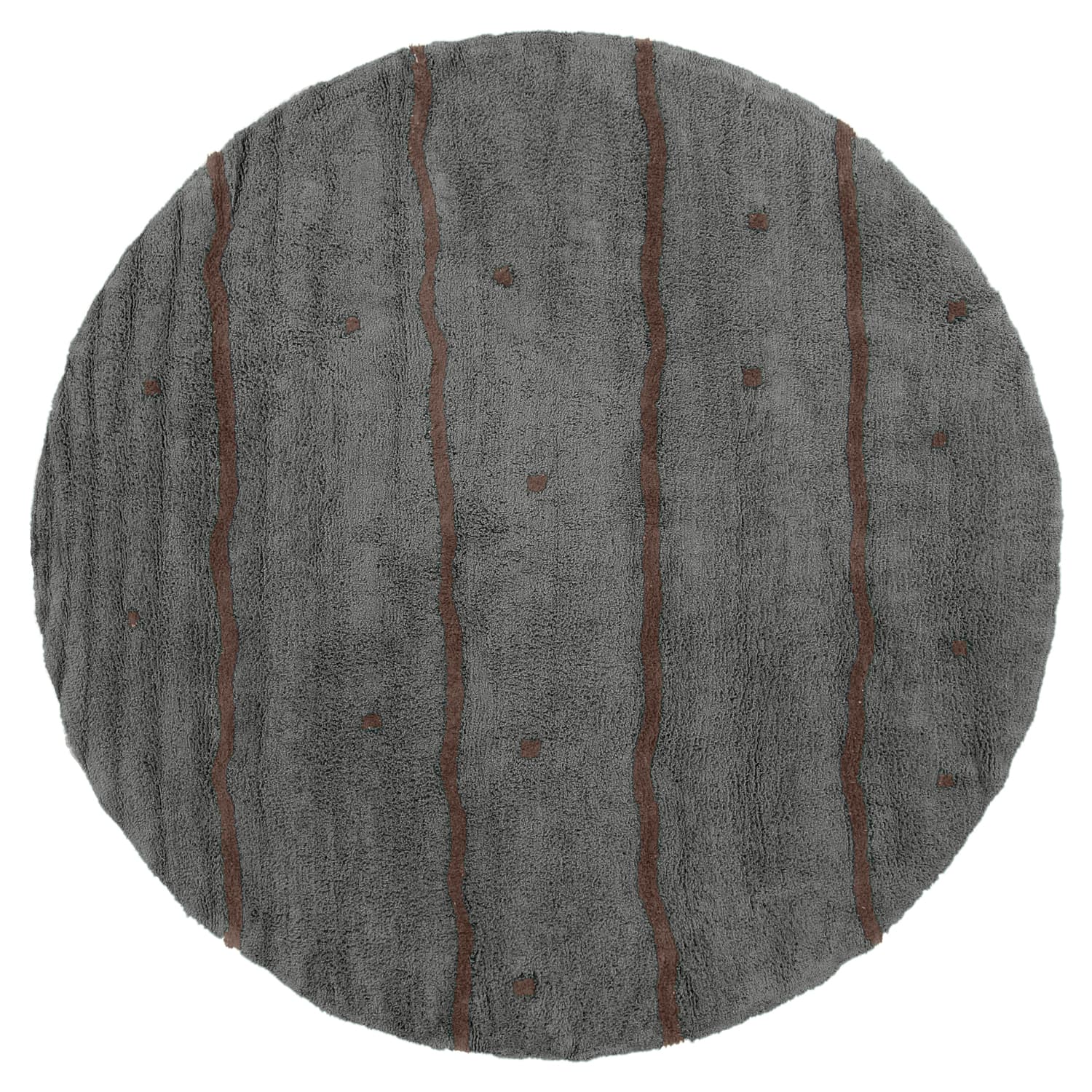 Rund matta - Leora Natural Cotton Shaggy (svart/brun) (Storlek: Ø 240 cm)