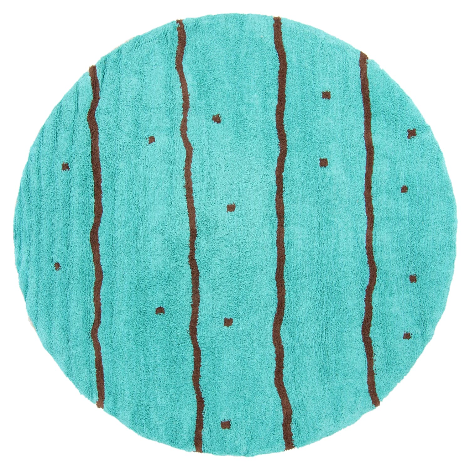 Rund matta - Leora Natural Cotton Shaggy (turkos/brun) (Storlek: Ø 200 cm)