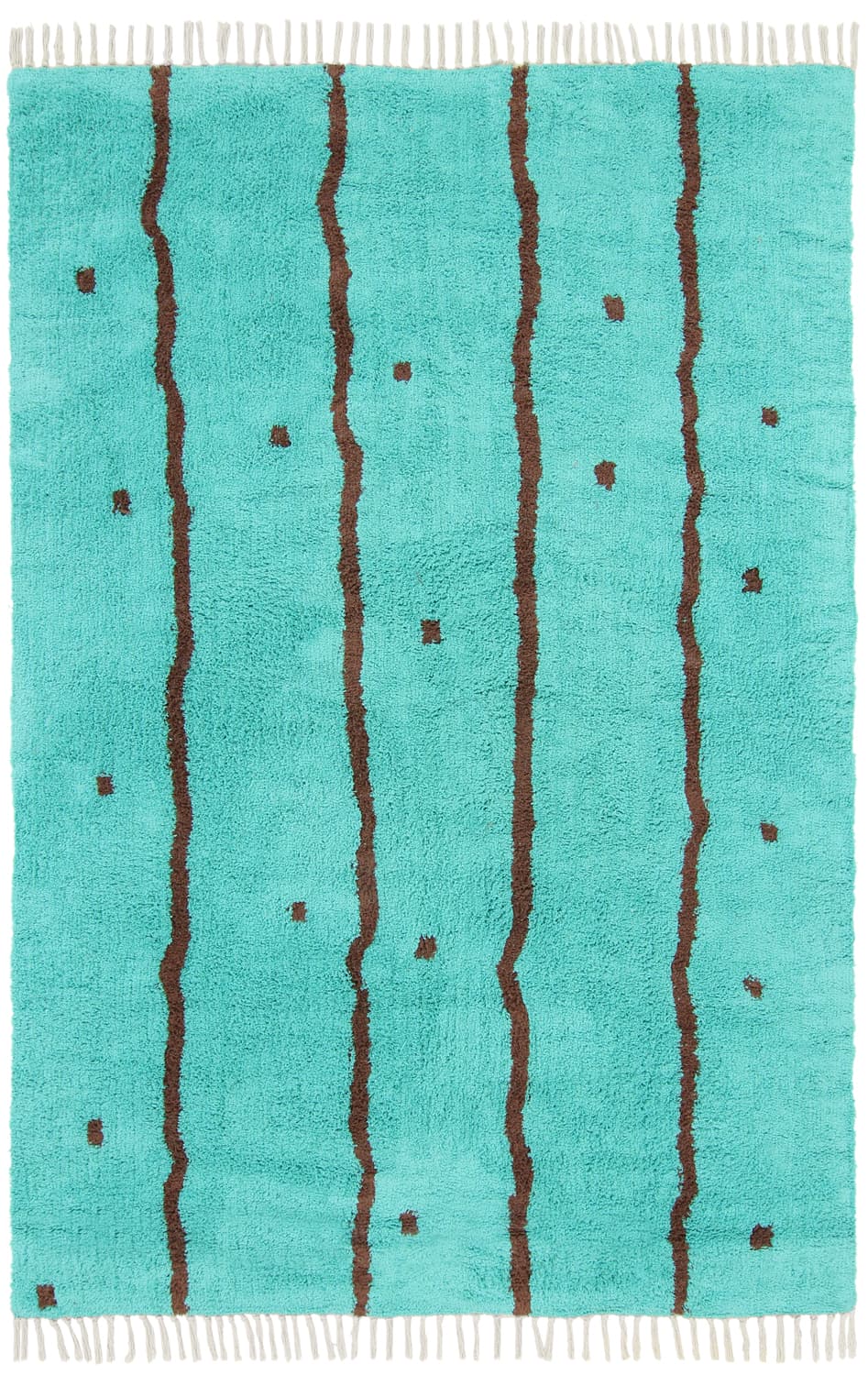 Ryamattor - Leora Natural Cotton Shaggy (turkos/brun) (Storlek: 80 x 150 cm)