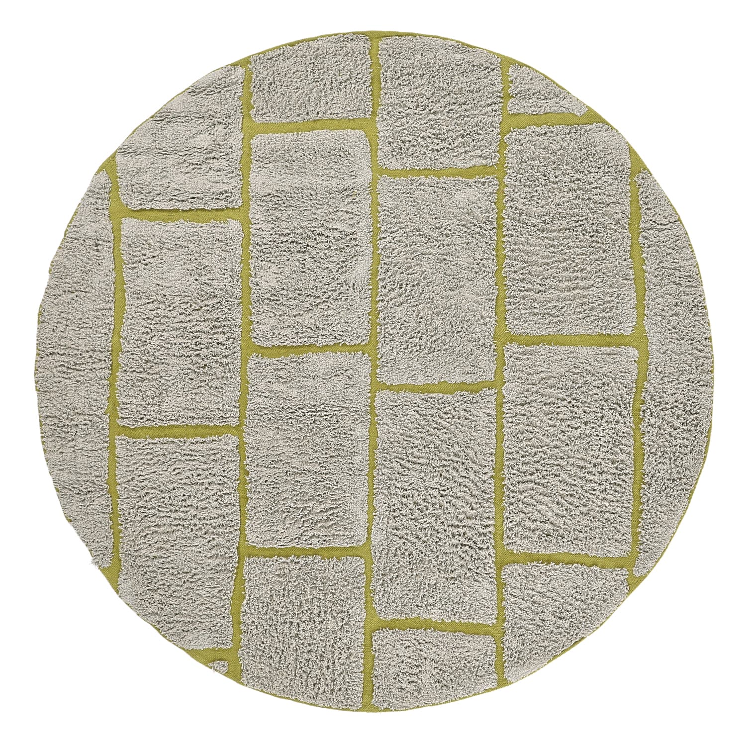 Rund matta - Lindley Natural Cotton Shaggy (greige/grön) (Storlek: Ø 200 cm)
