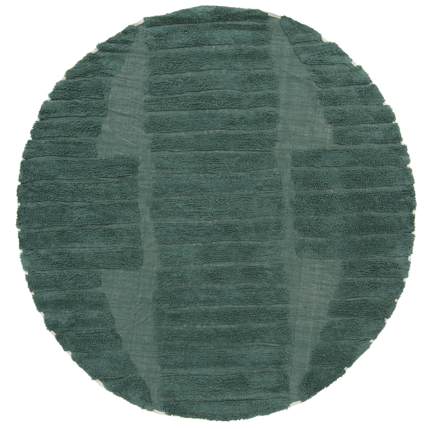 Rund matta - Rani Natural Cotton Shaggy (grön) (Storlek: Ø 200 cm)
