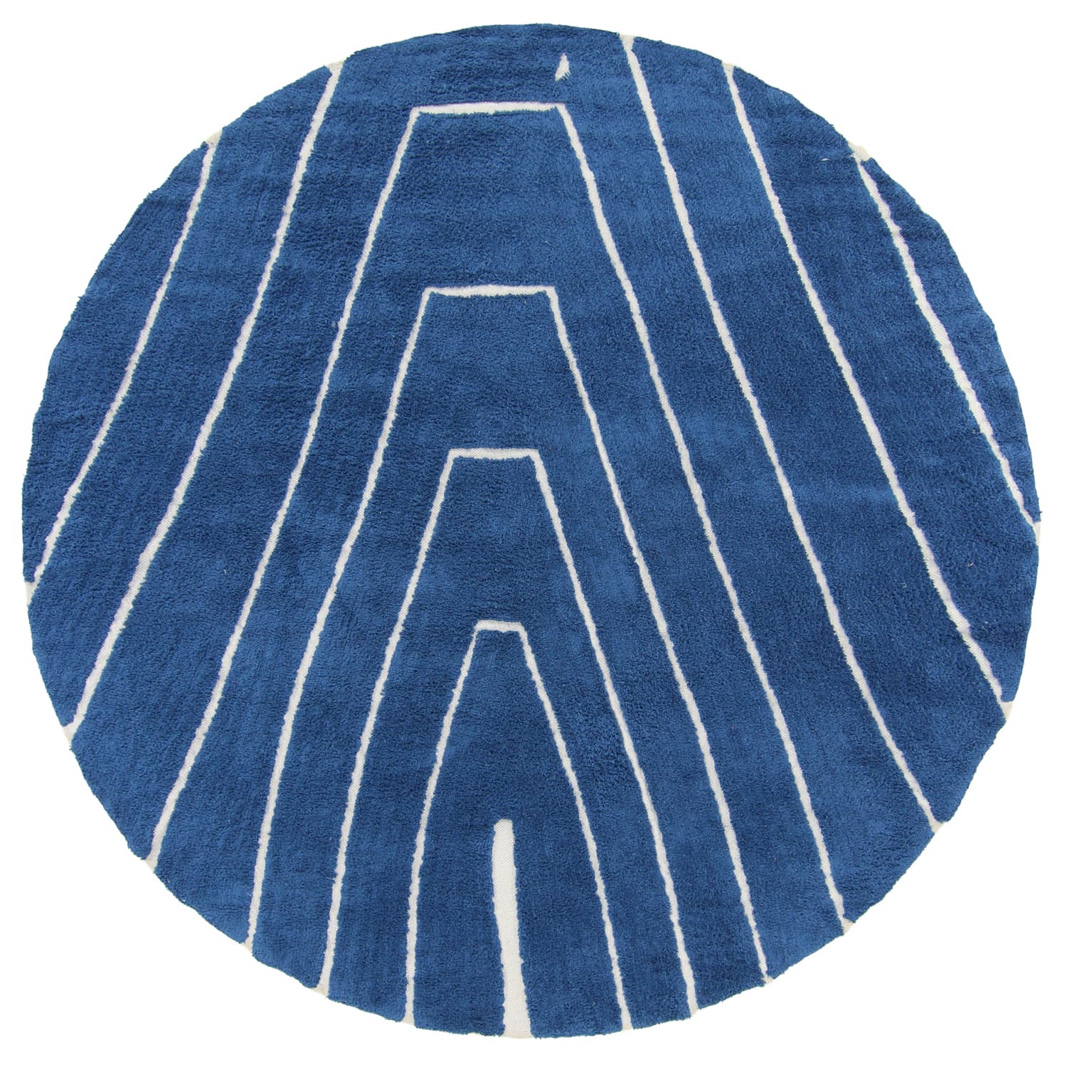 Rund matta - Sivia Natural Cotton Shaggy (blå) (Storlek: Ø 200 cm)