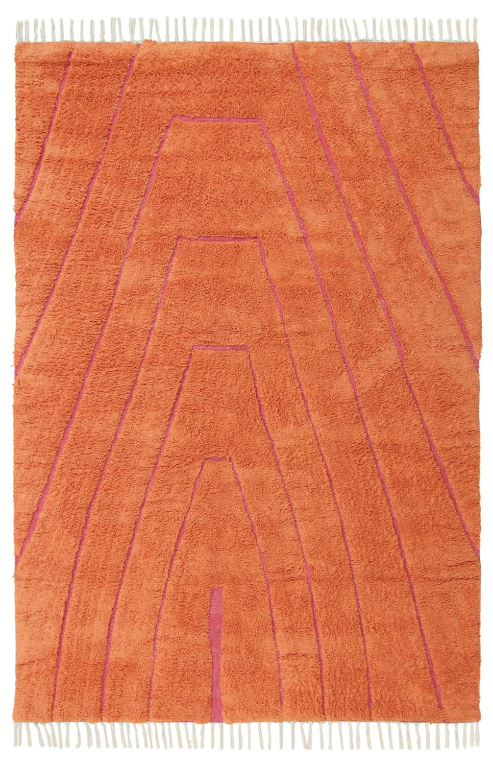 Ryamattor - Sivia Natural Cotton Shaggy (röd/orange) (Storlek: 80 x 150 cm)