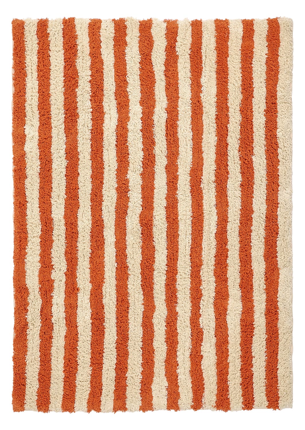 Ryamattor - Thira Stripe Cotton Shaggy (ljusgul/ljusorange) (Storlek: 240 x 340 cm)