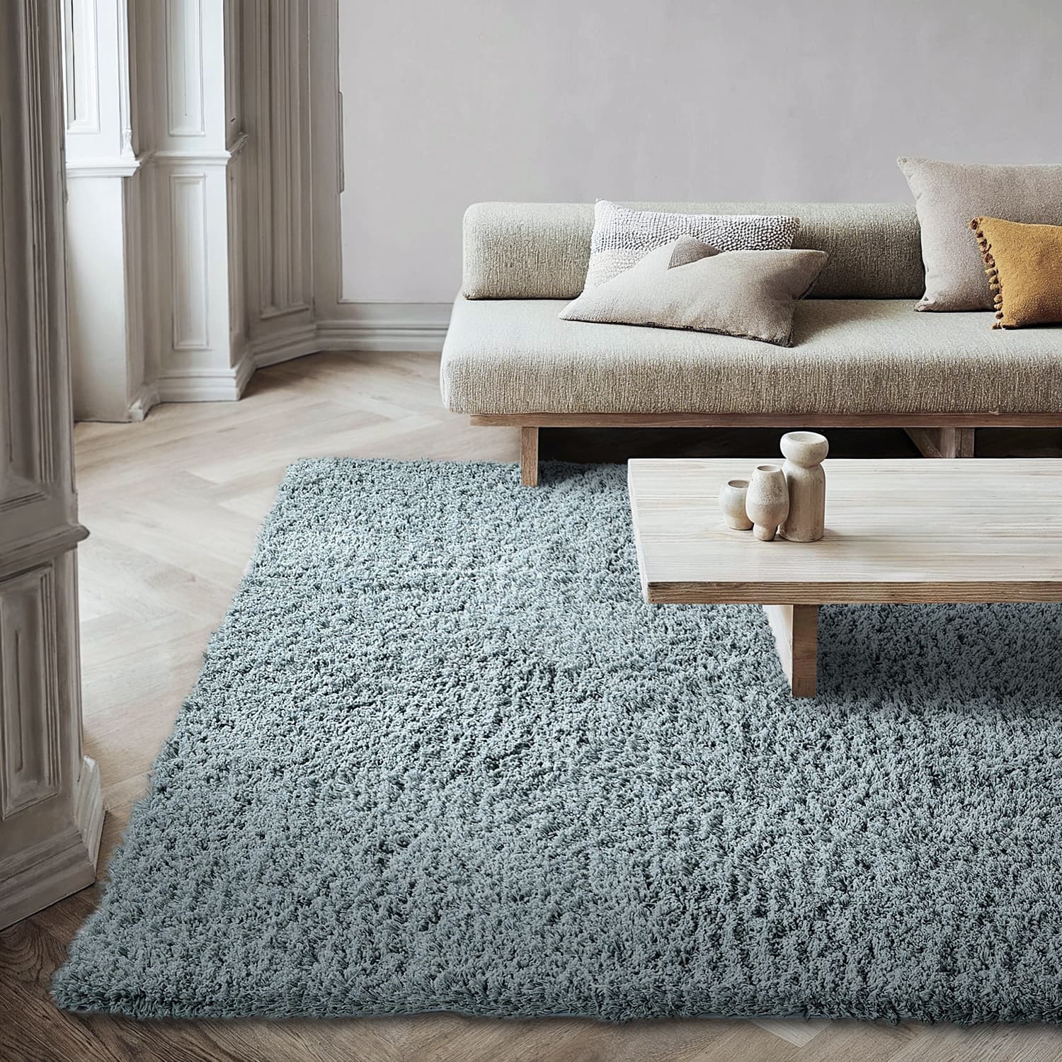 Ryamattor - Combarro Solid Cotton Shaggy (ljusblå) (Storlek: 240 x 340 cm)