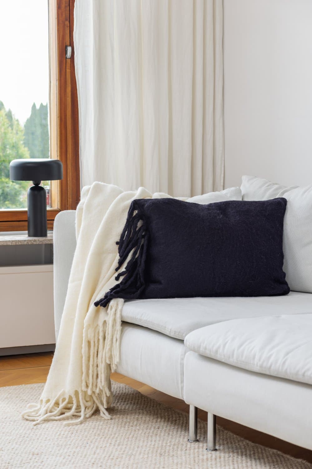 Kuddfodral i ullmix - Samantha (svart) (Storlek: 40 x 60 cm)