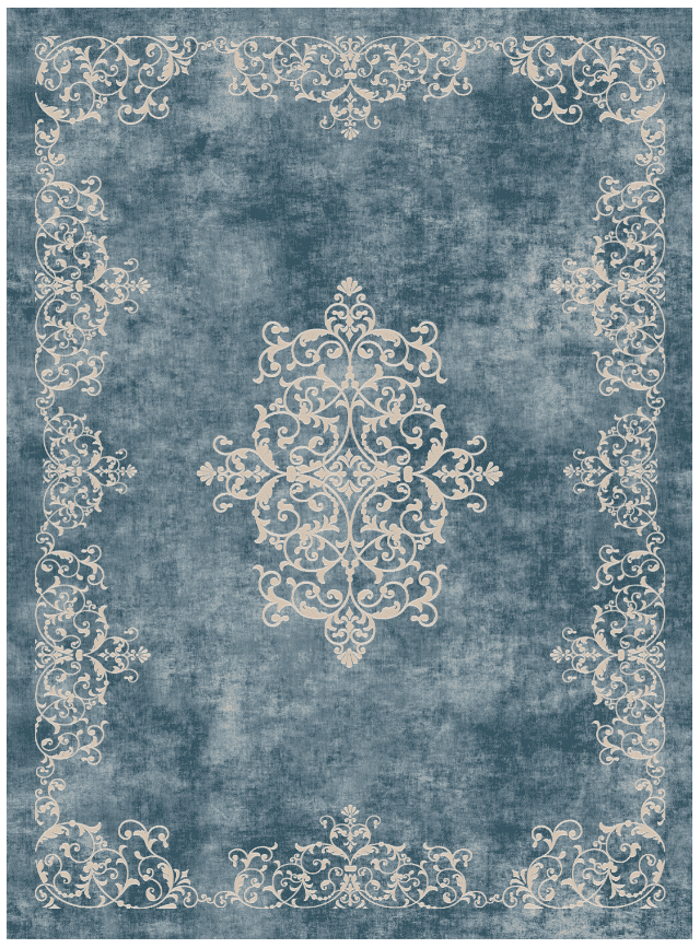 Wiltonmatta - Santi (blå/beige) (Storlek: 200 x 280 cm)