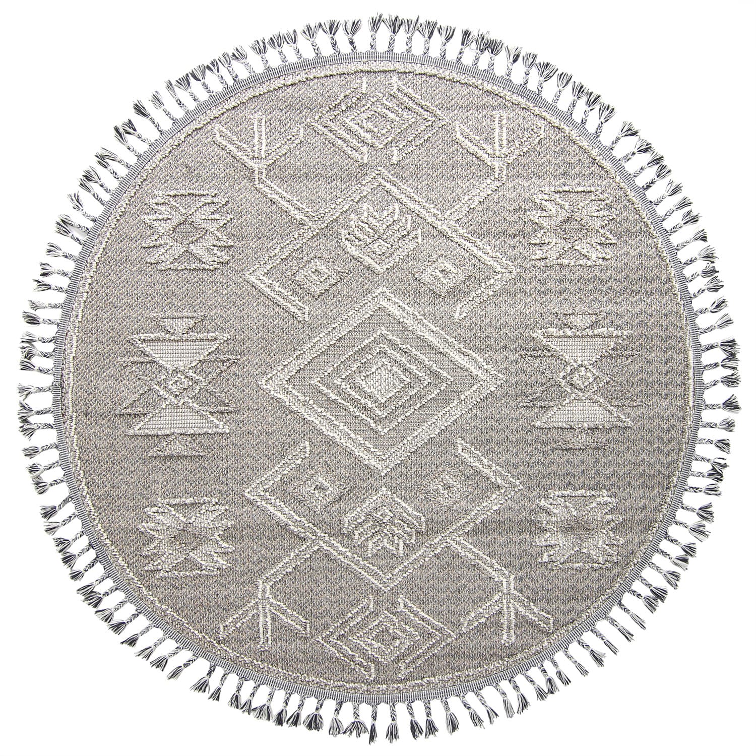 Rund matta - Indoor/Outdoor Juno (grå) (Storlek: Ø 160 cm)