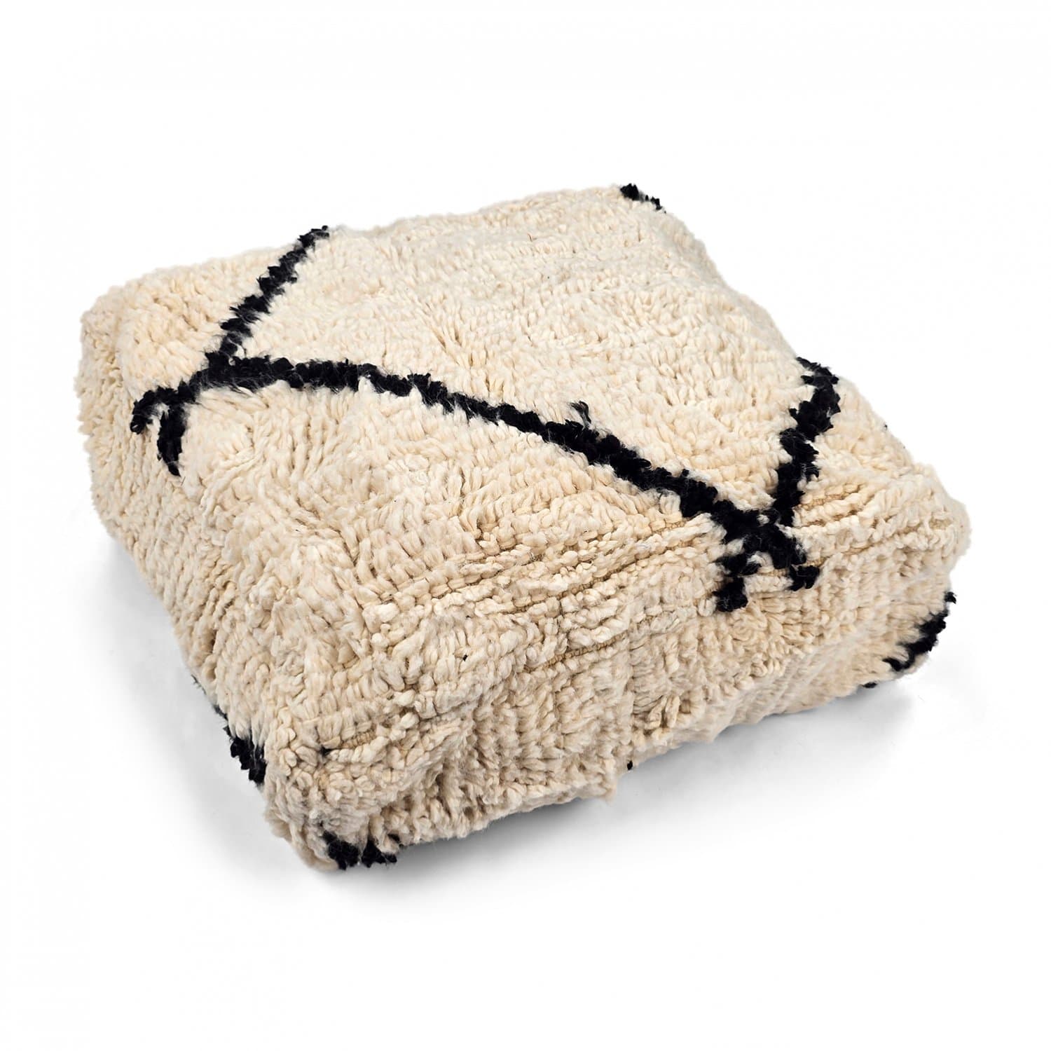 Sittpuff - Marockansk Beni Ourain 034 (Storlek: 60 x 60 cm)