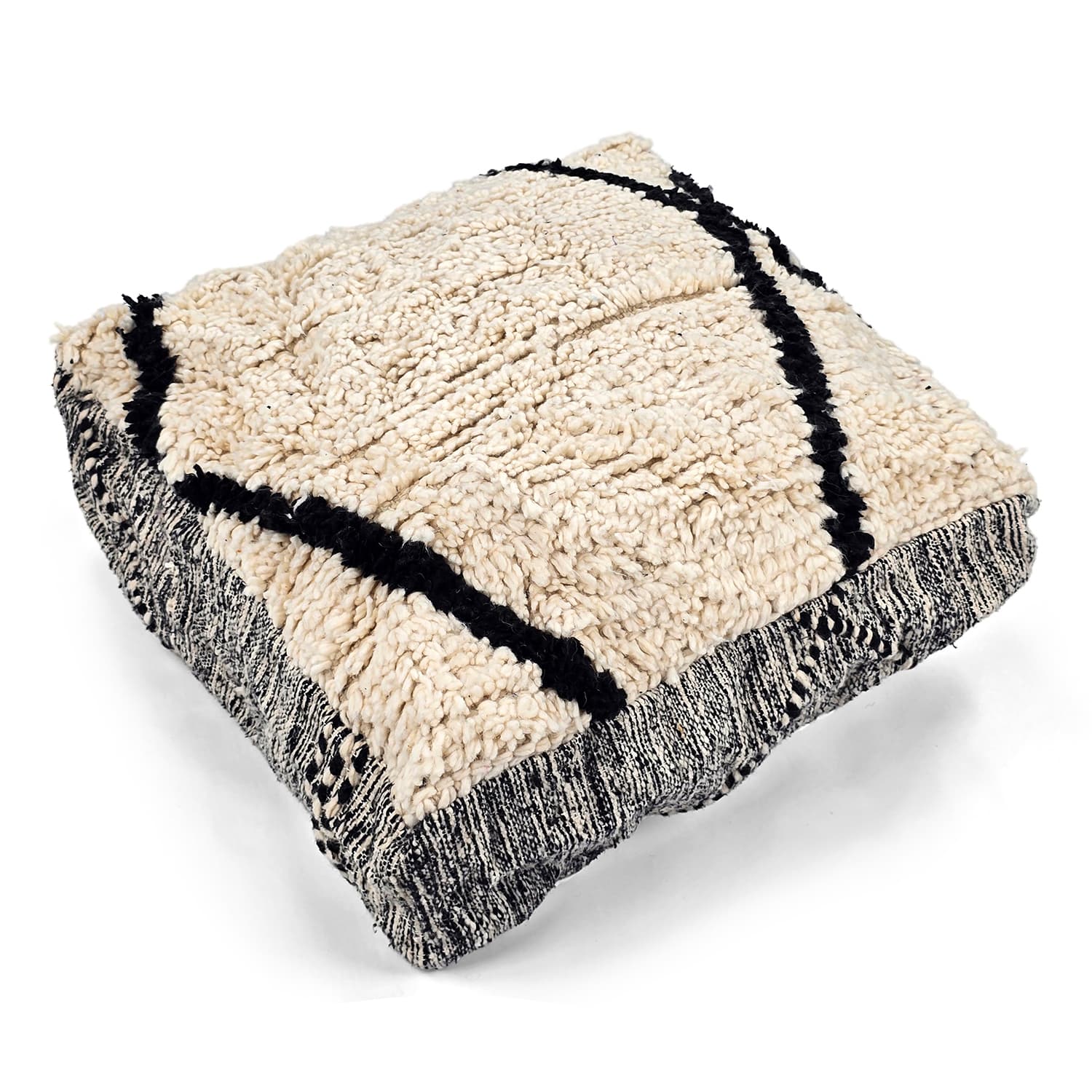 Sittpuff - Marockansk Beni Ourain 039 (Storlek: 60 x 60 cm)
