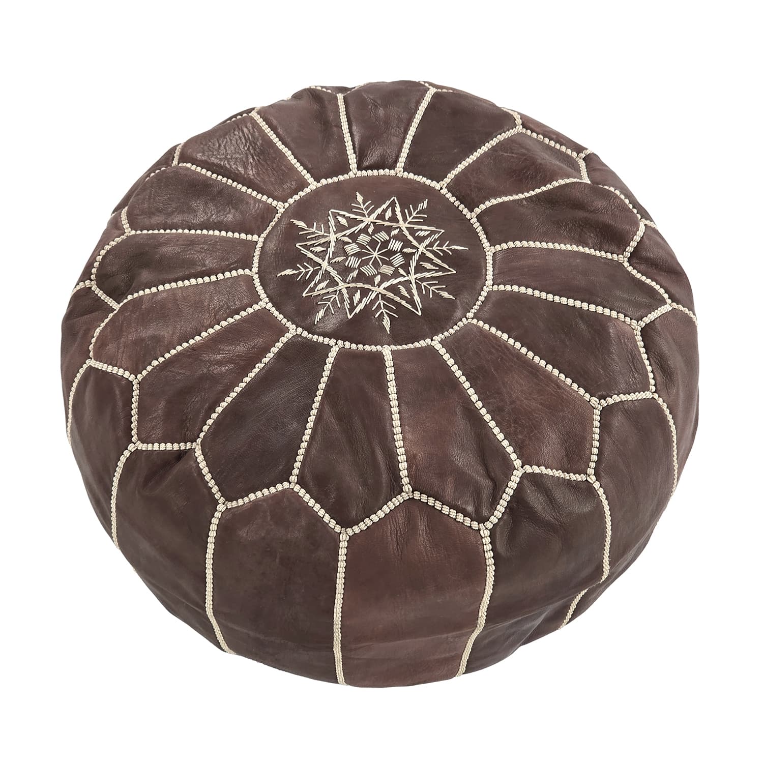 Sittpuff - Marockansk läderpuff (mörkbrun) (Storlek: Standard)
