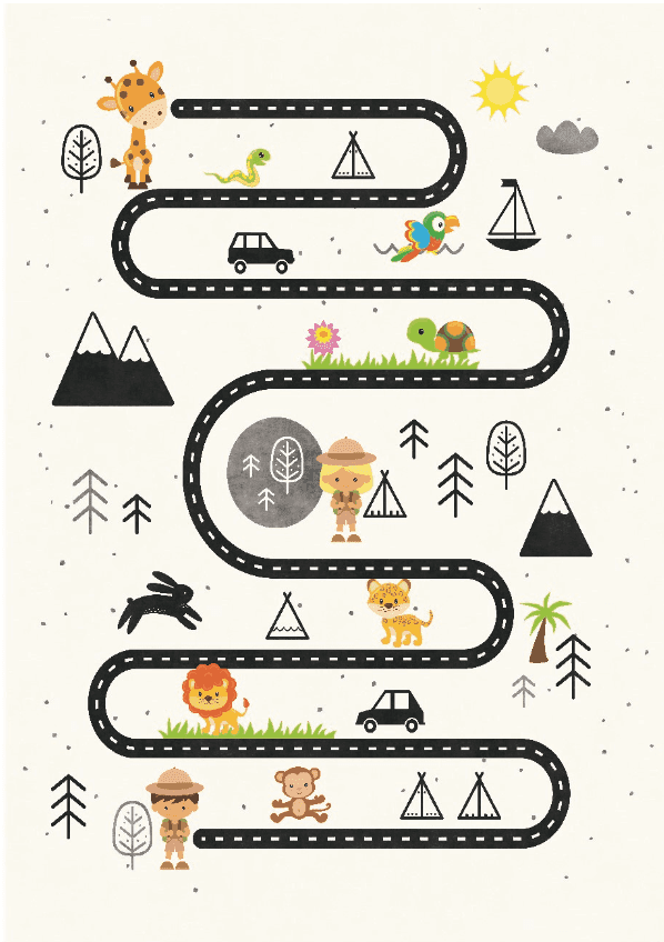 Barnmatta - Safari road (Storlek: 160 x 230 cm)