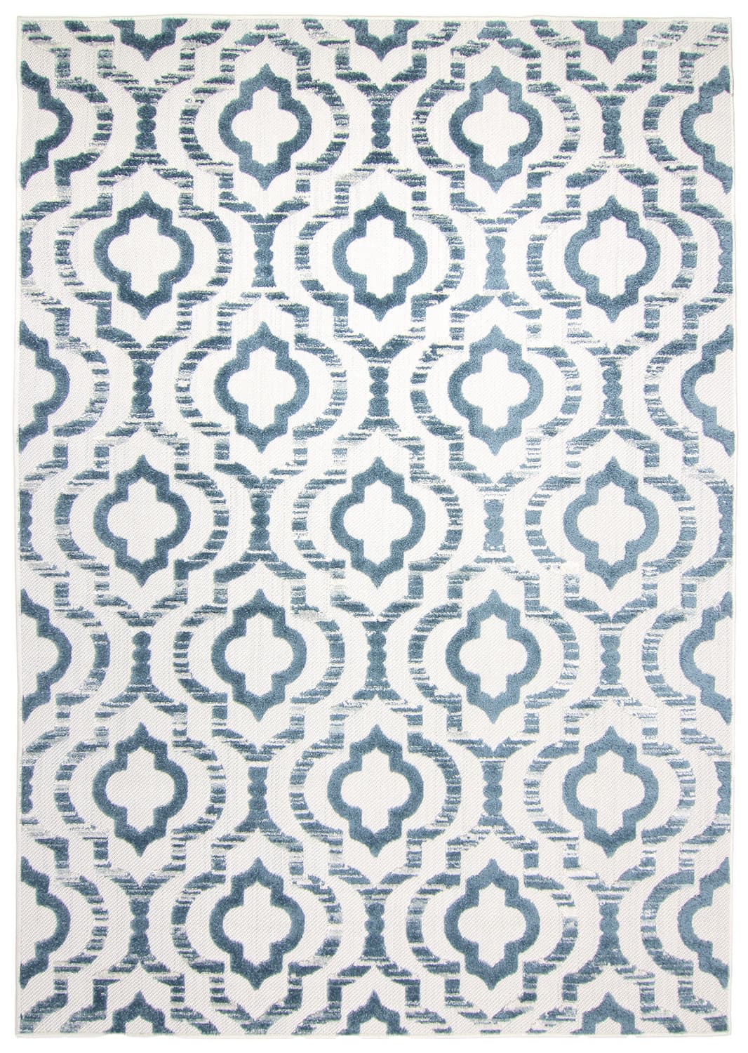 Shaggy Indoor-Outdoor - Trenton (vit/blå) (Storlek: 80 x 150 cm)