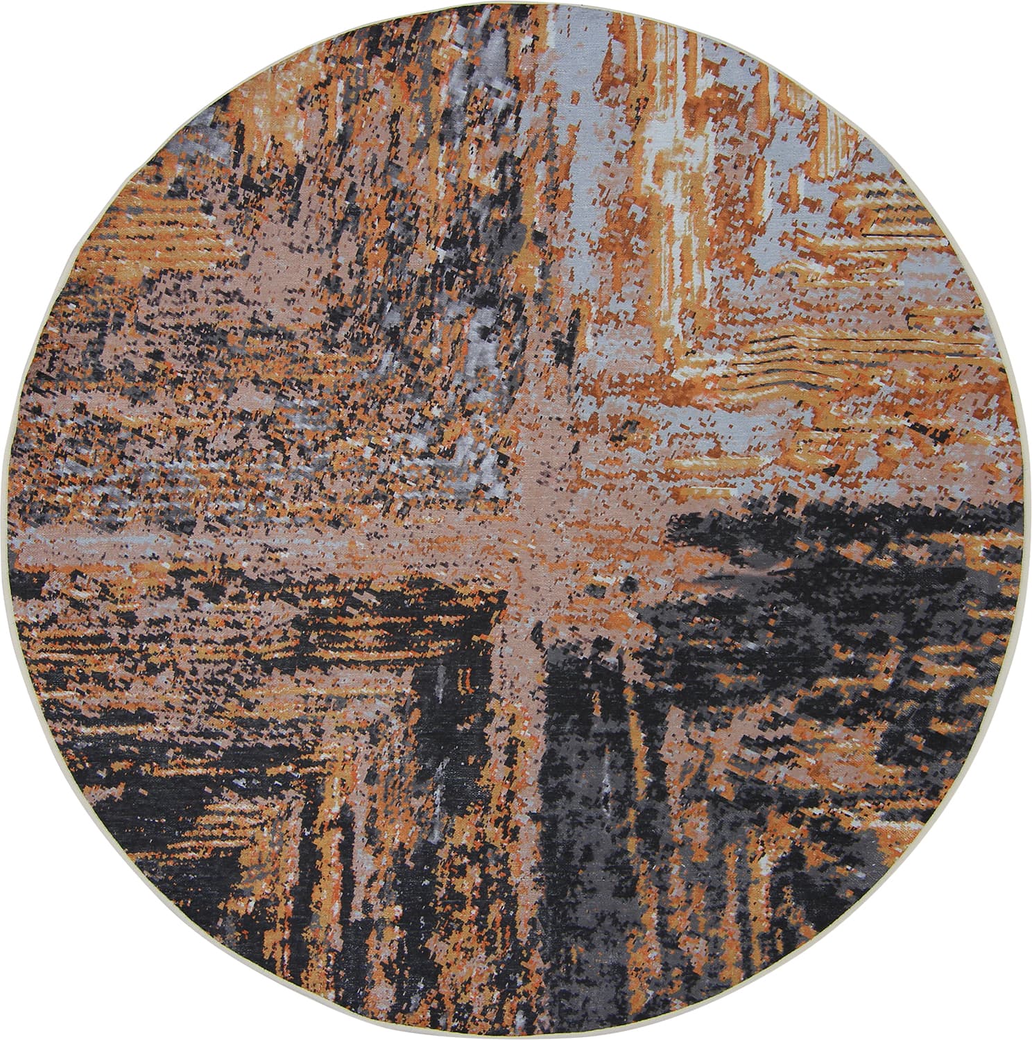 Rund matta - Tizzano (guld/multi) (Storlek: Ø 200 cm)
