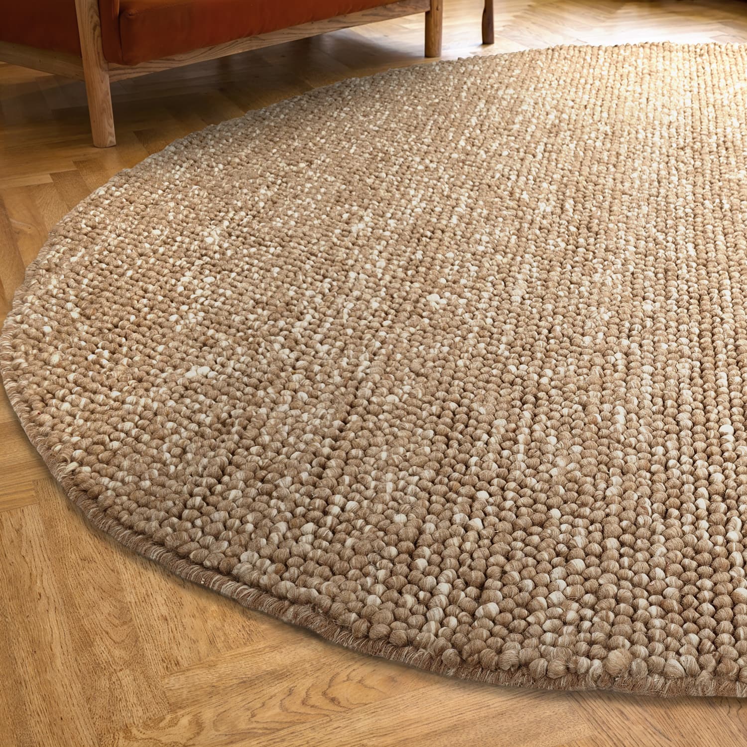 Rund matta - Avafors Wool Bubble (ljusbrun/vit) (Storlek: Ø 200 cm)