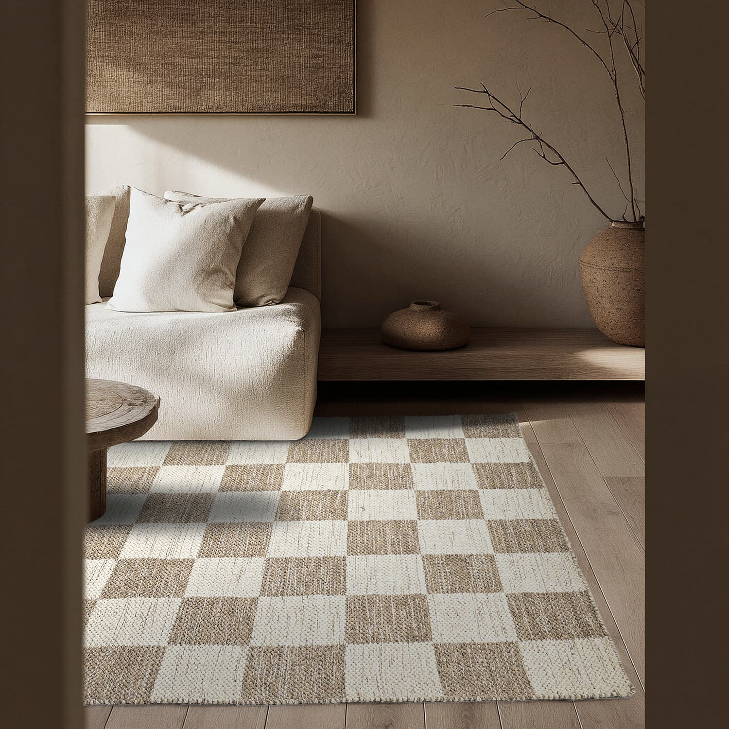 Ullmatta - Dundee (beige/vit) (Storlek: 240 x 340 cm)